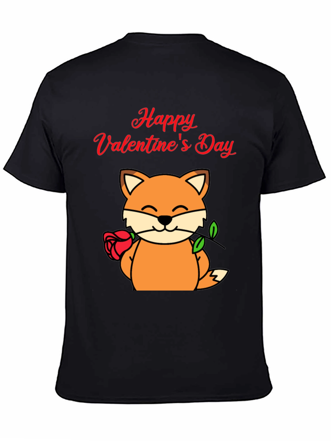 Valentines Day Fox T-Shirt - Mens Black Tee