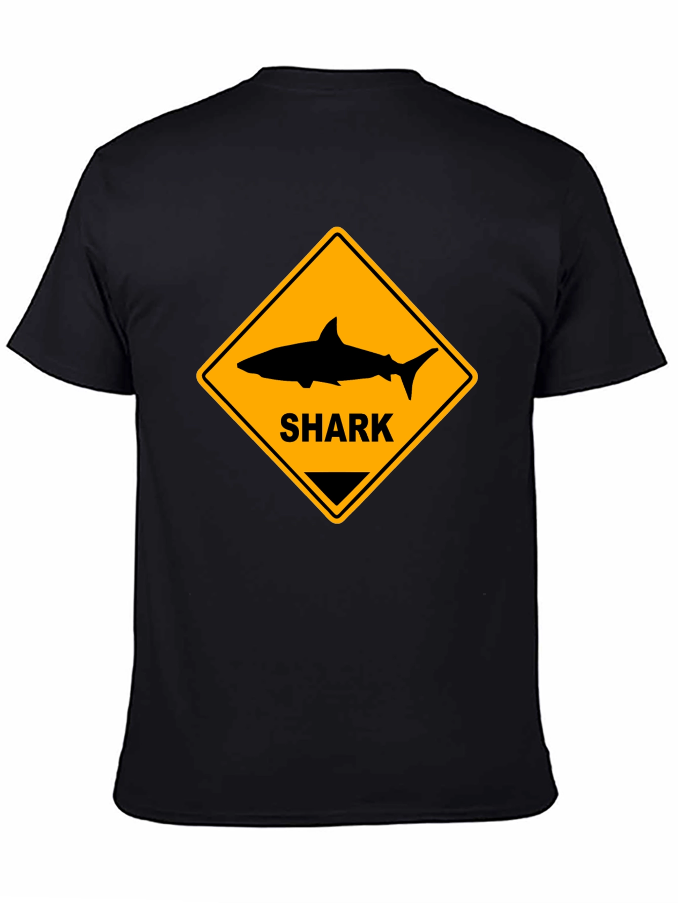 Shark Warning Sign Black T-Shirt