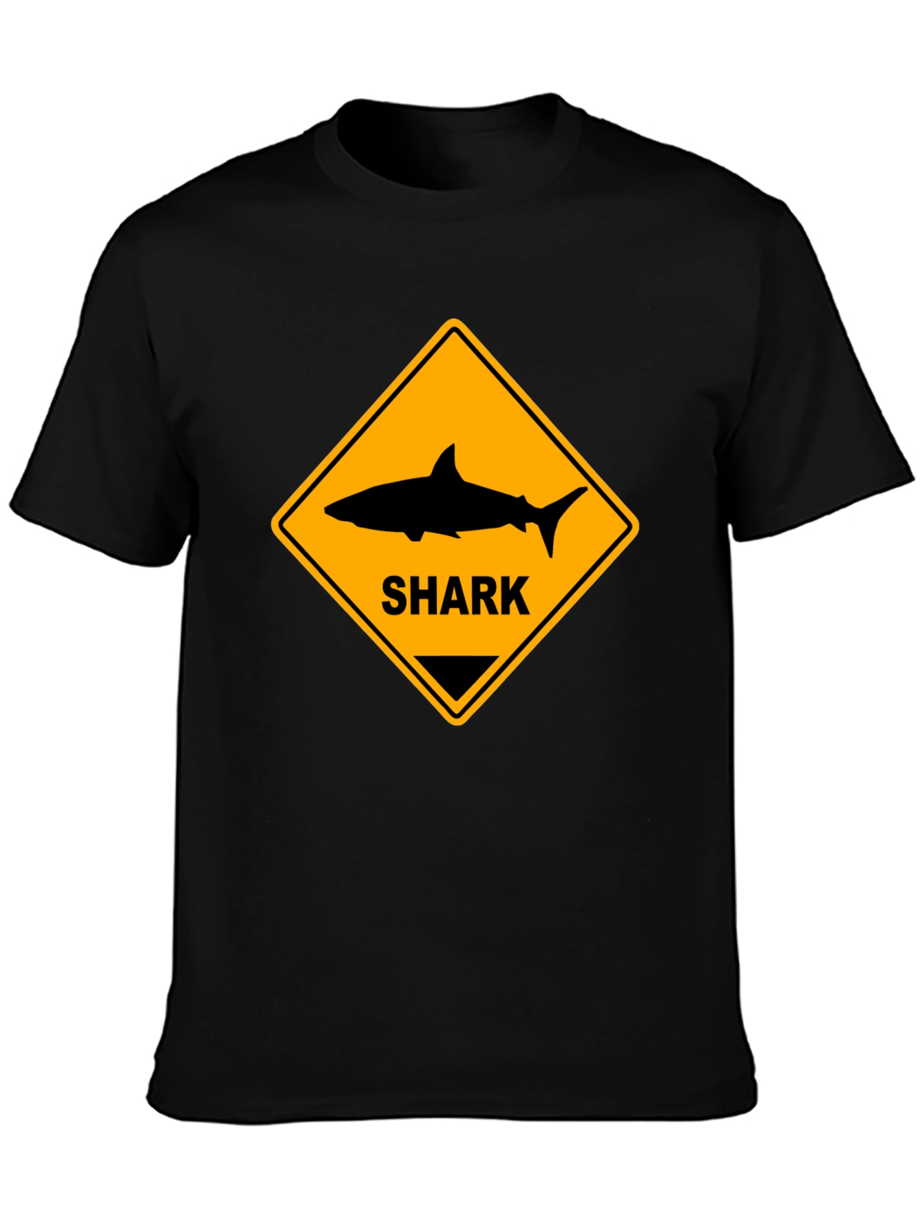 Shark Warning Sign Black T-Shirt