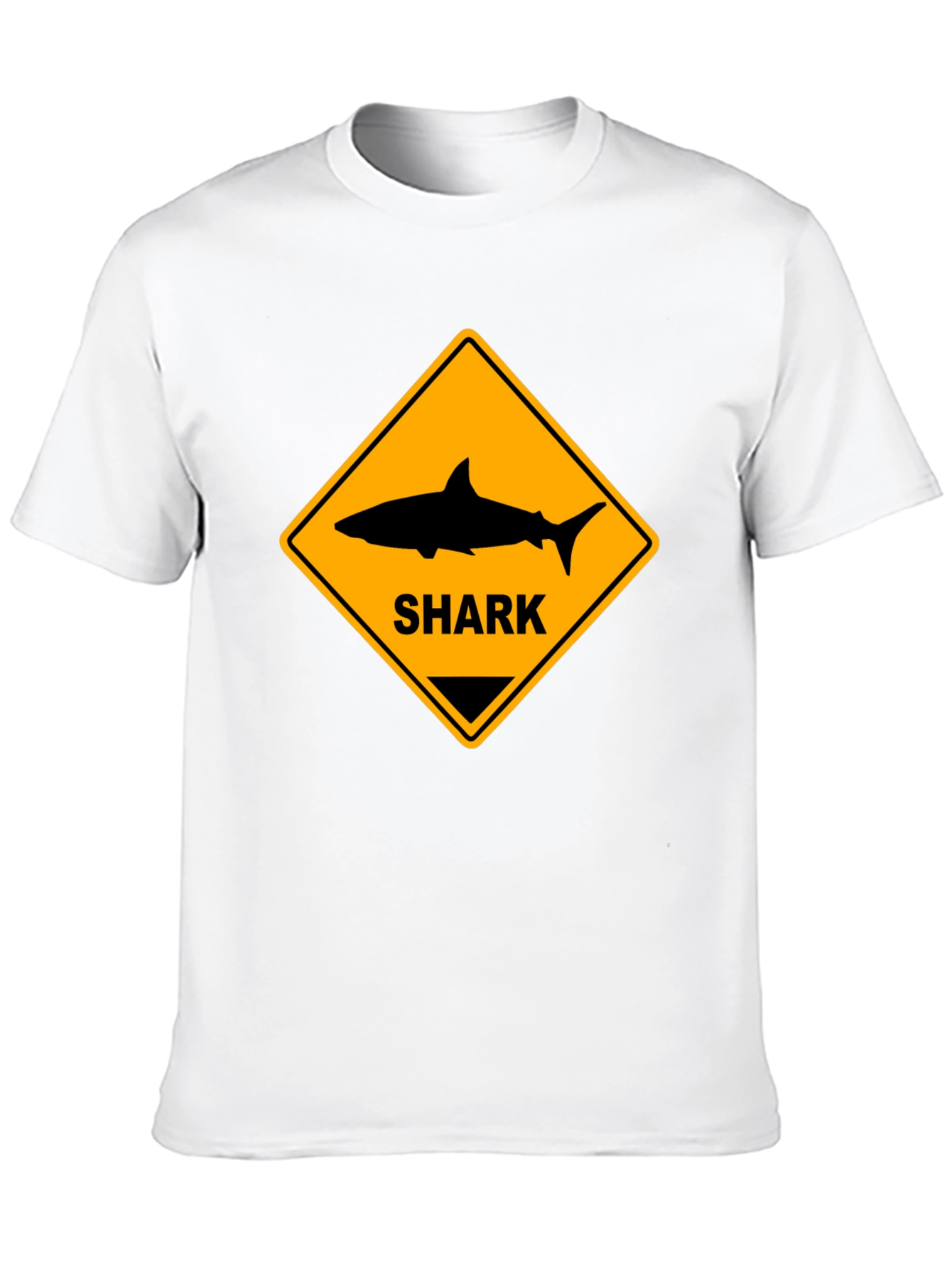 Shark Warning Sign Black T-Shirt