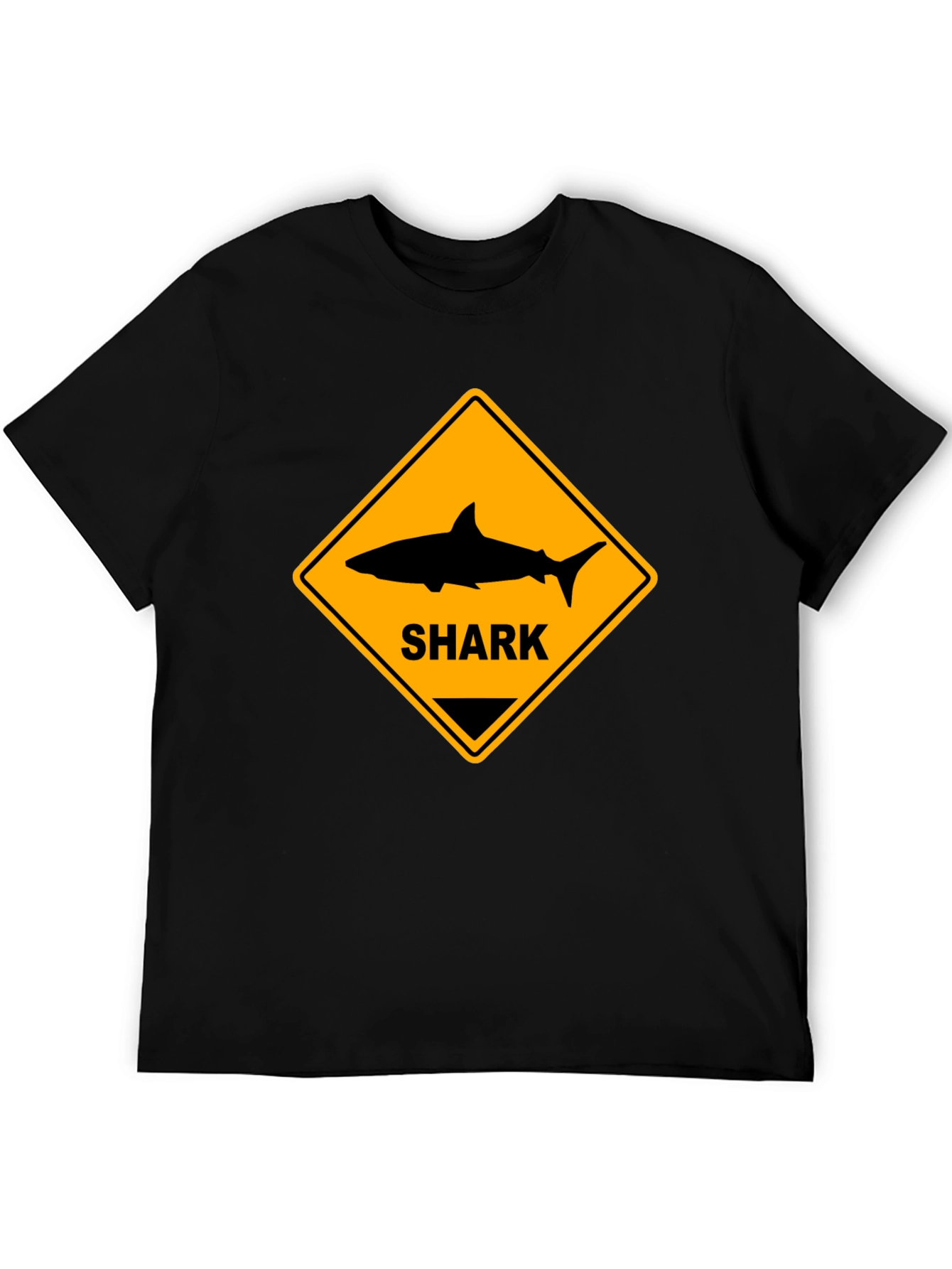 Shark Warning Sign Black T-Shirt