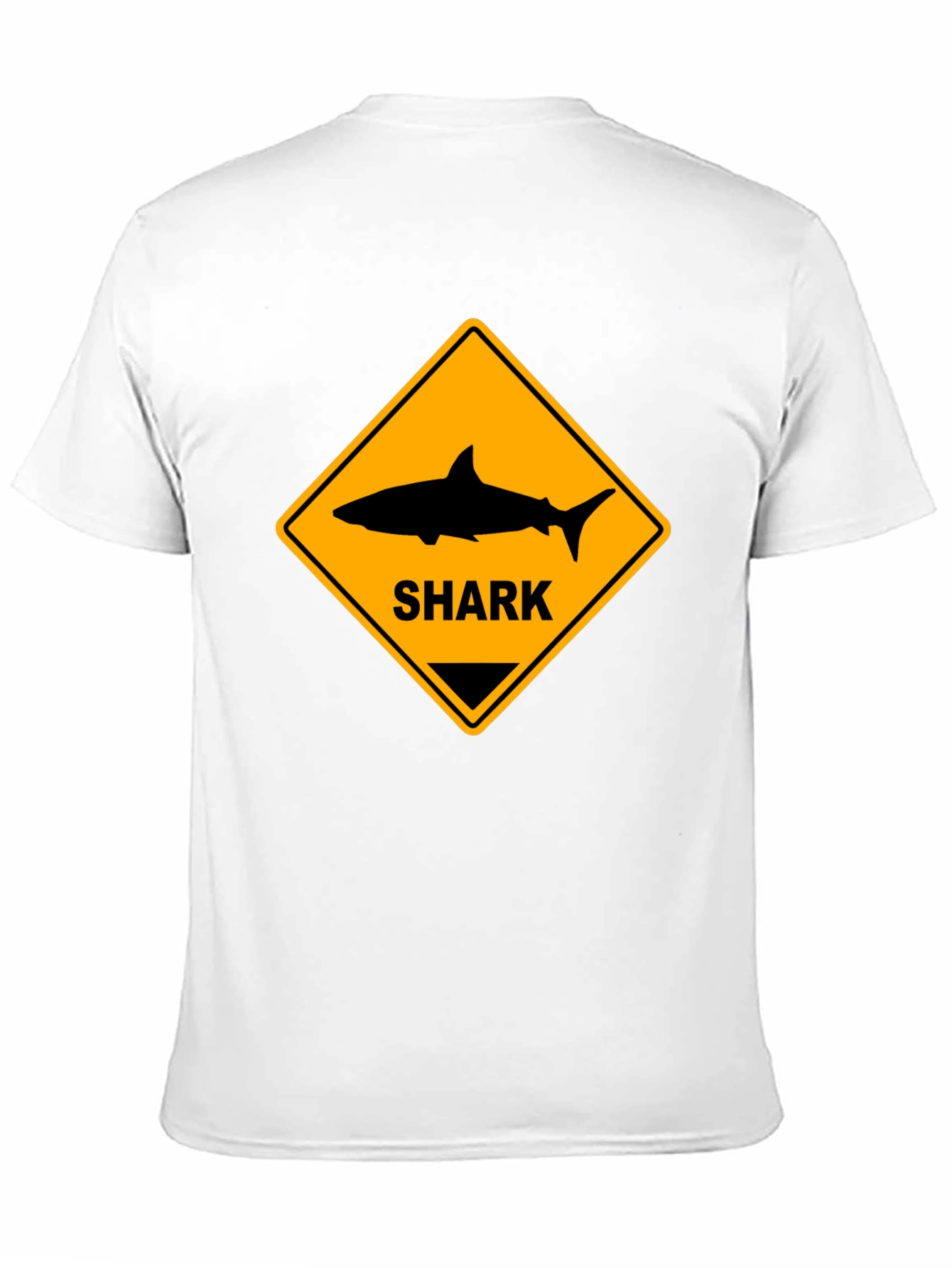 Shark Warning Sign Black T-Shirt