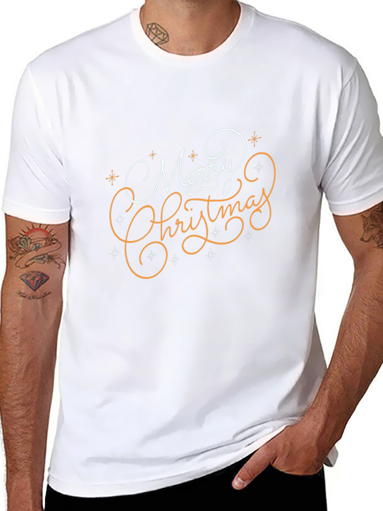 Festive Merry Christmas Graphic Black T-Shirt