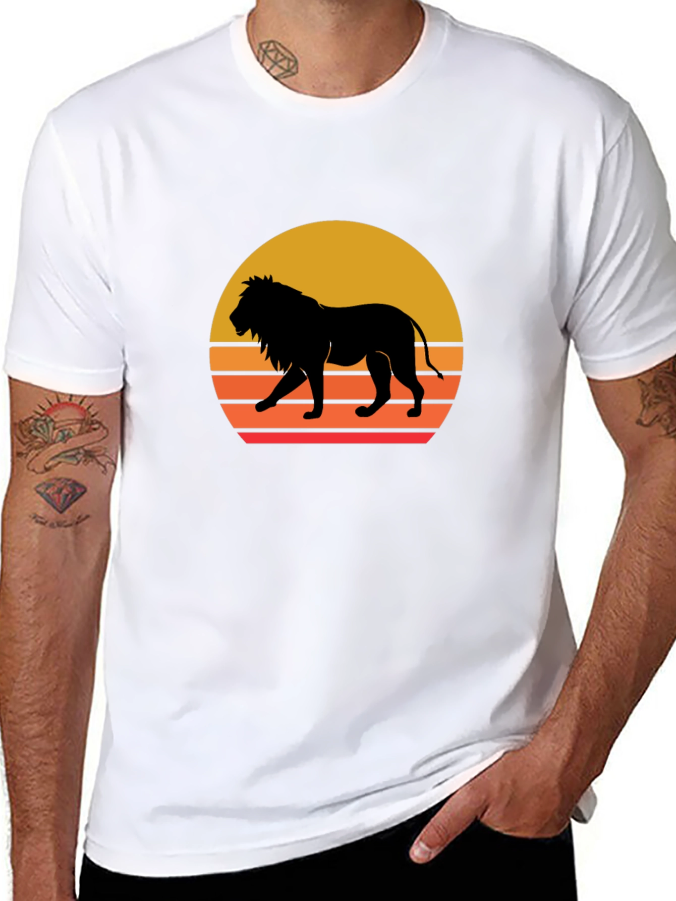 Lion Sunset Graphic Tee - Black T-Shirt
