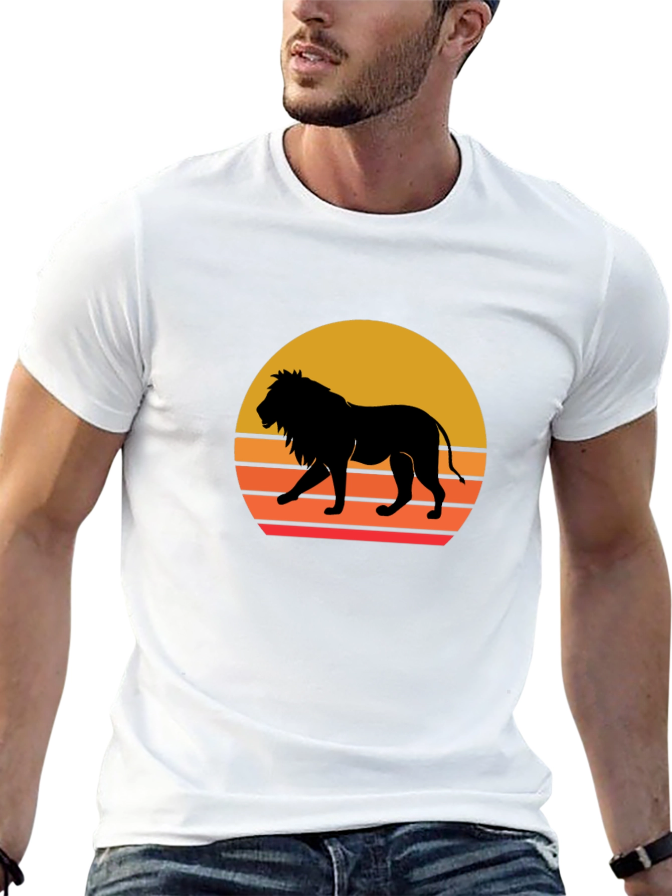 Lion Sunset Graphic Tee - Black T-Shirt