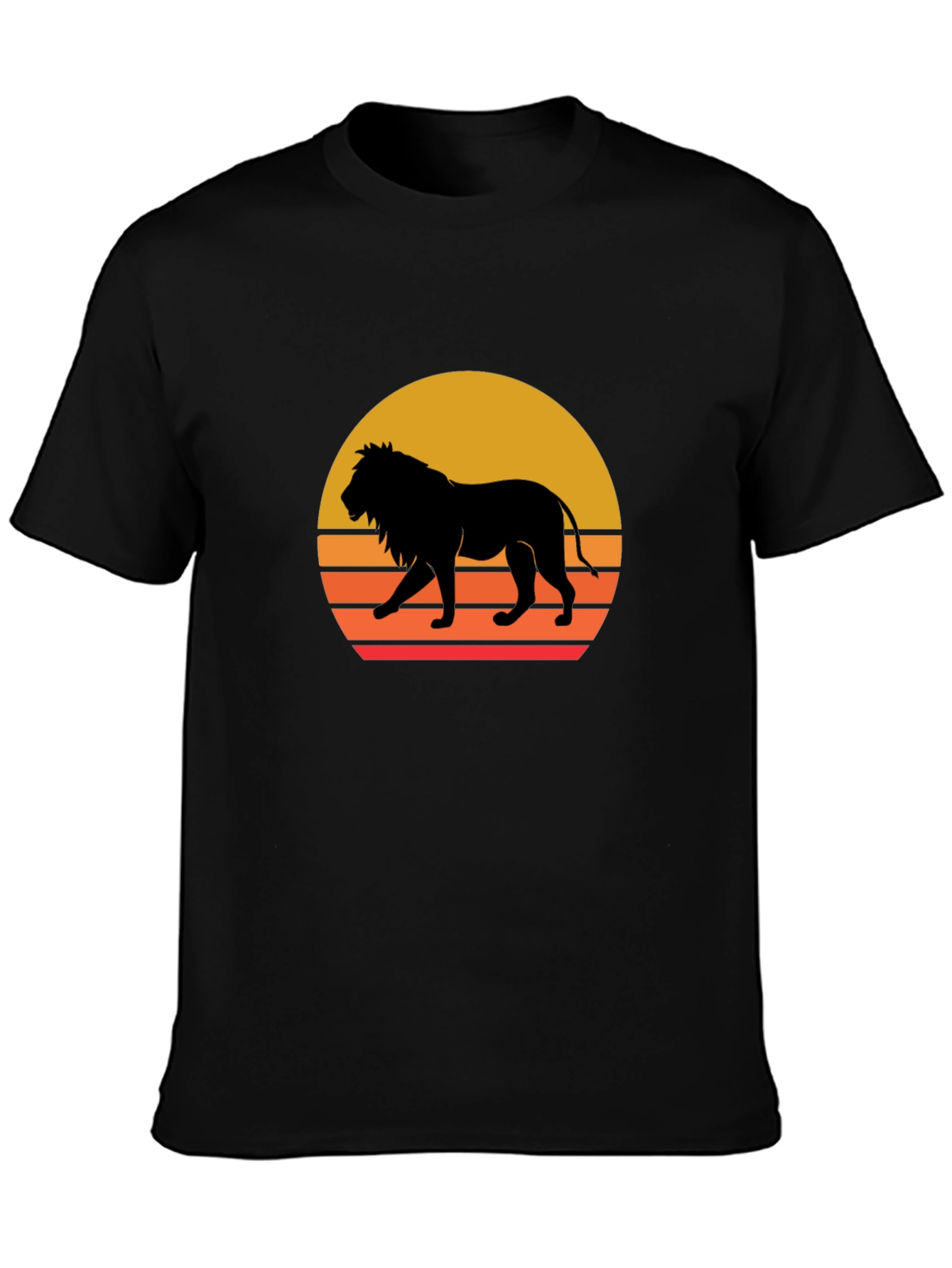 Lion Sunset Graphic Tee - Black T-Shirt