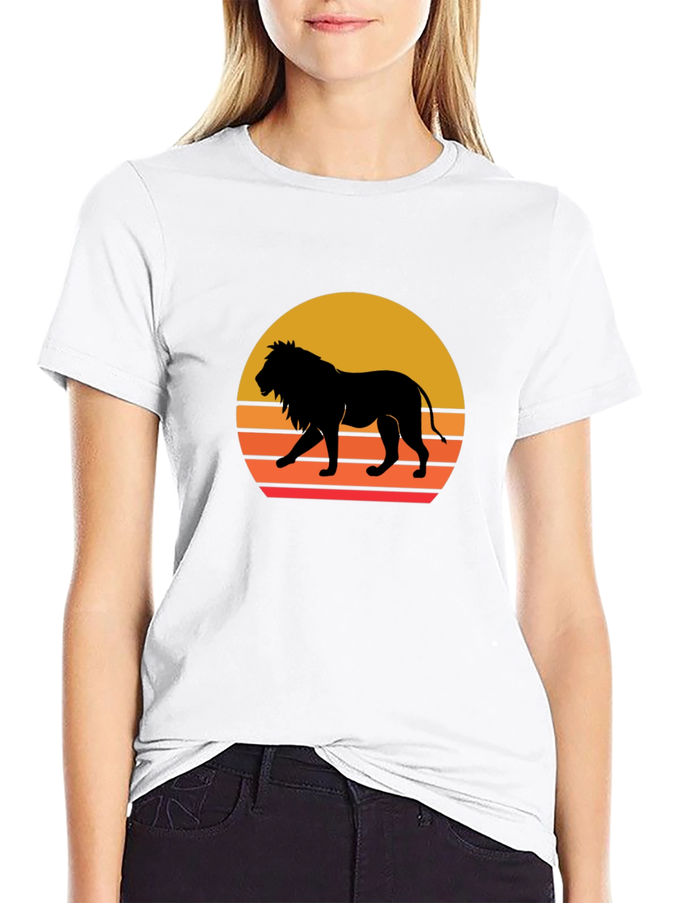 Lion Sunset Graphic Tee - Black T-Shirt