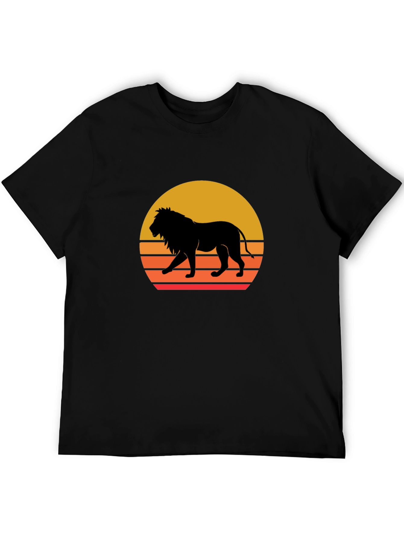 Lion Sunset Graphic Tee - Black T-Shirt