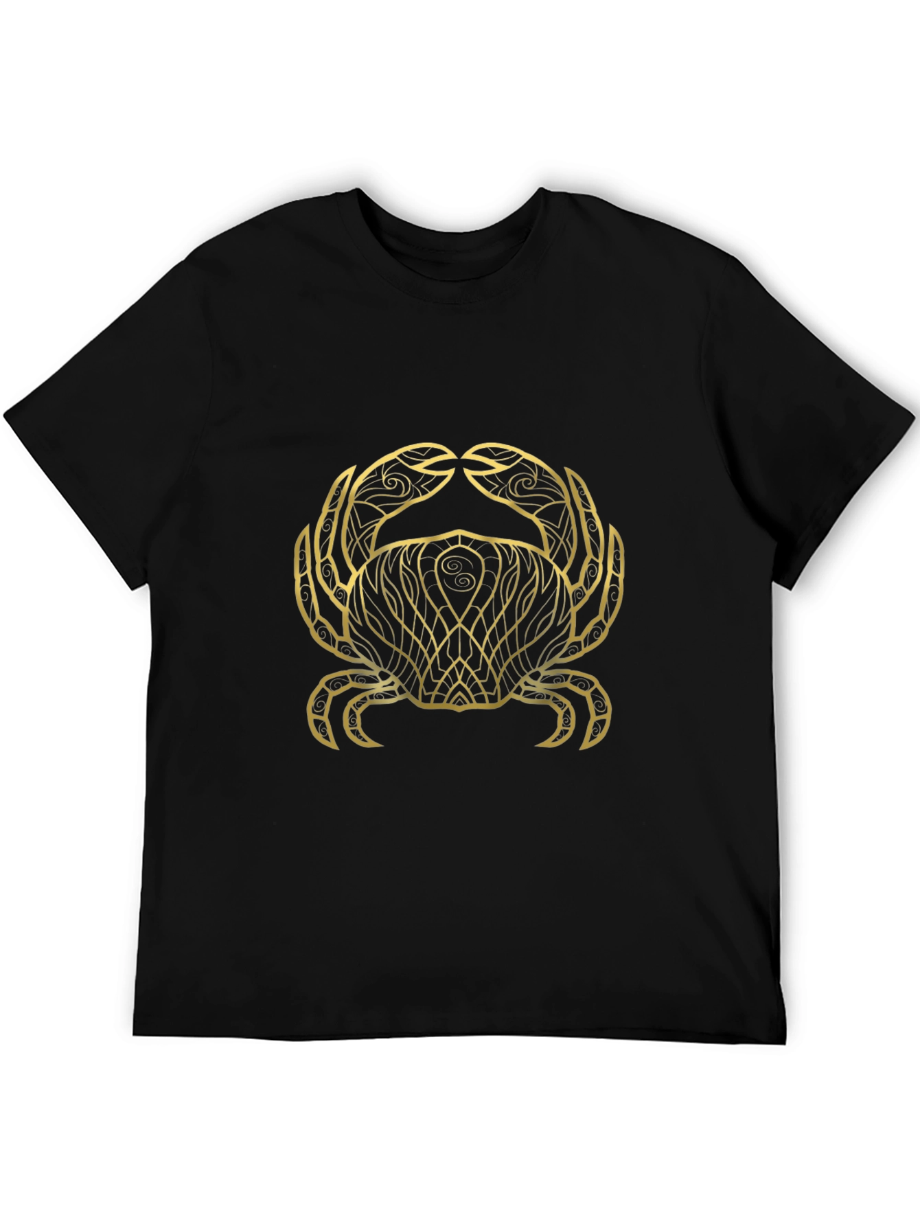 Black T-Shirt with Gold Crab Zodiac Graphic