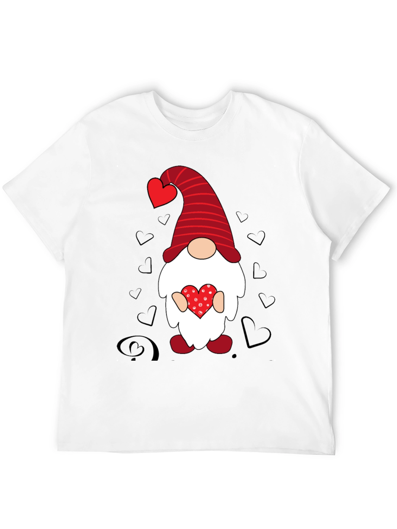 Valentines Day Gnome Graphic Tee - Black