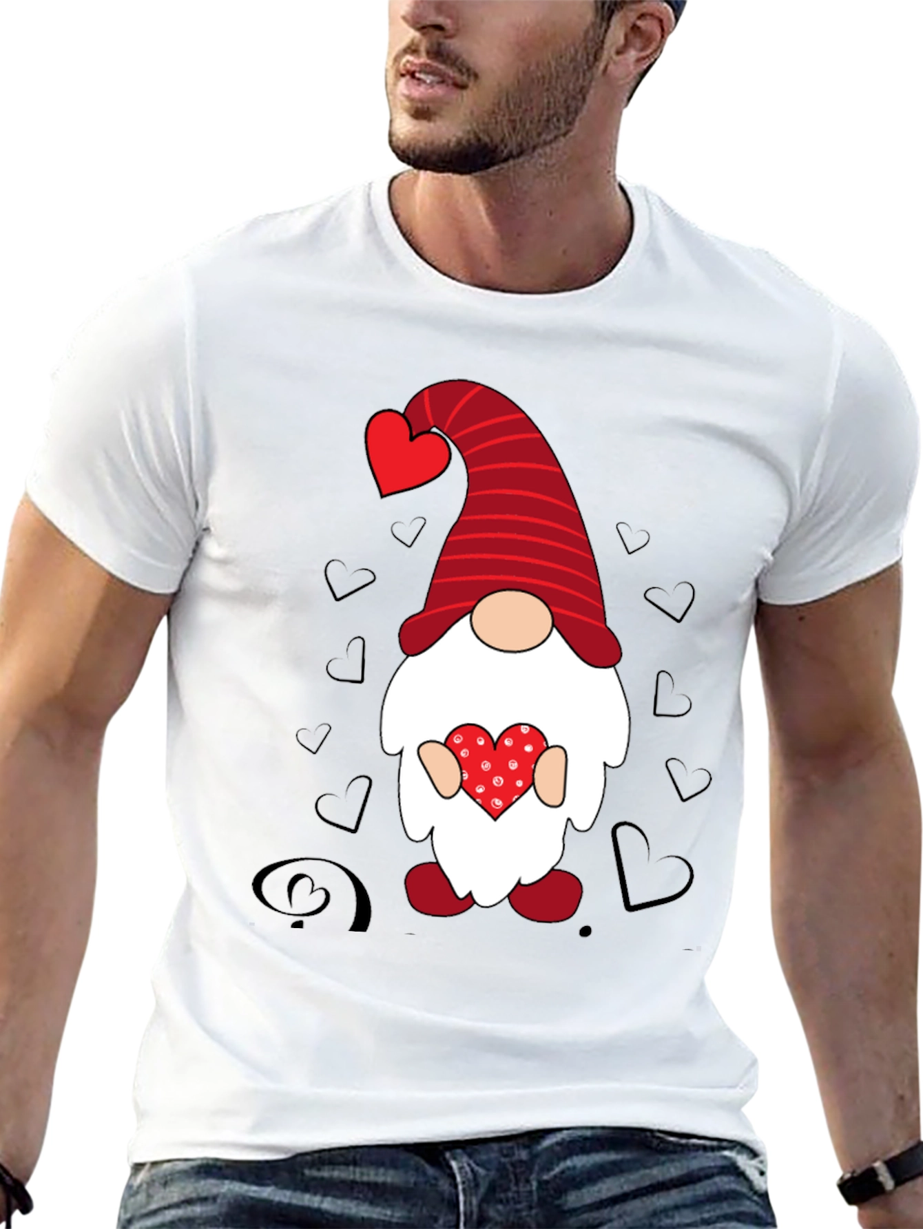 Valentines Day Gnome Graphic Tee - Black