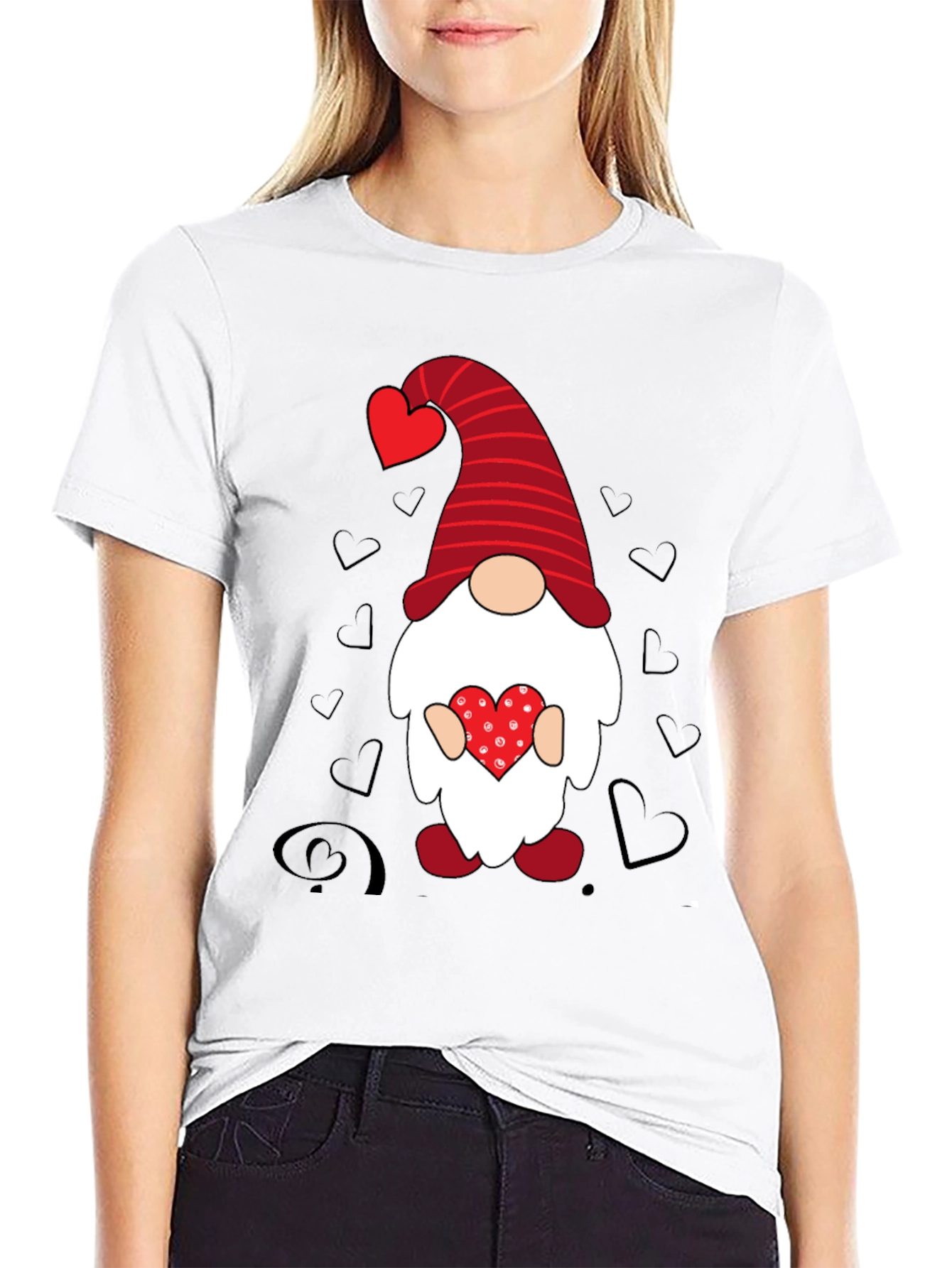 Valentines Day Gnome Graphic Tee - Black