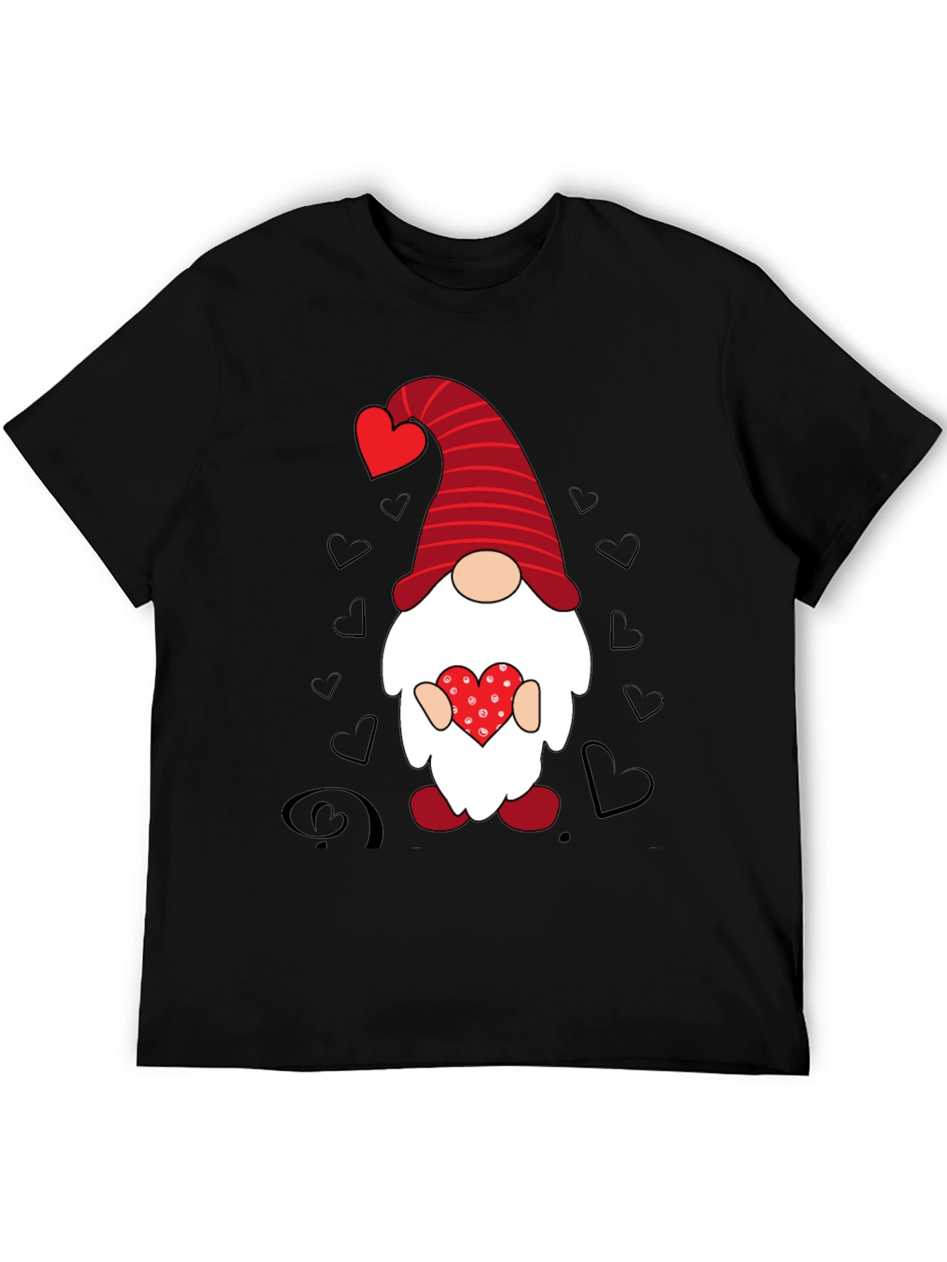 Valentines Day Gnome Graphic Tee - Black