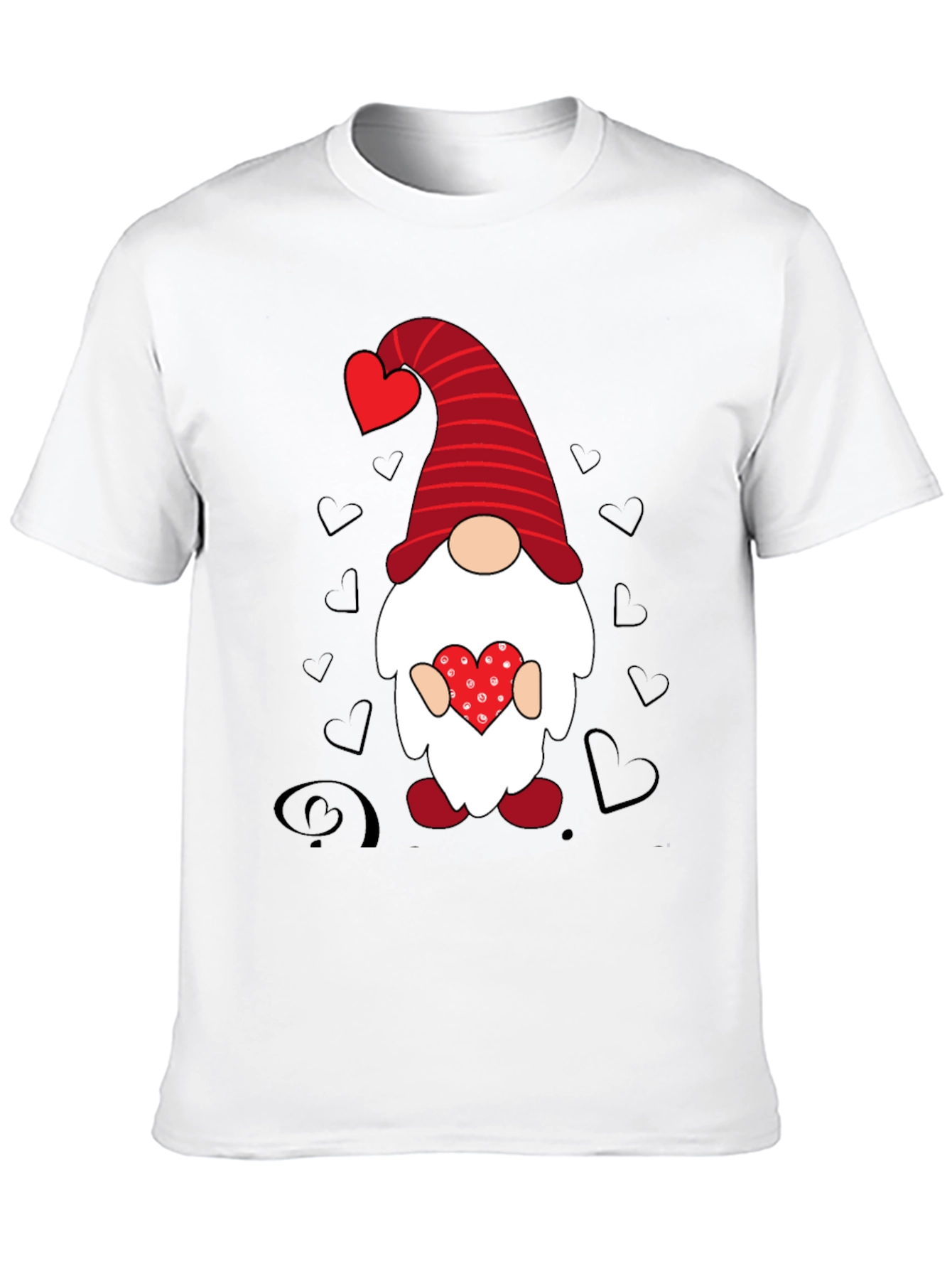 Valentines Day Gnome Graphic Tee - Black