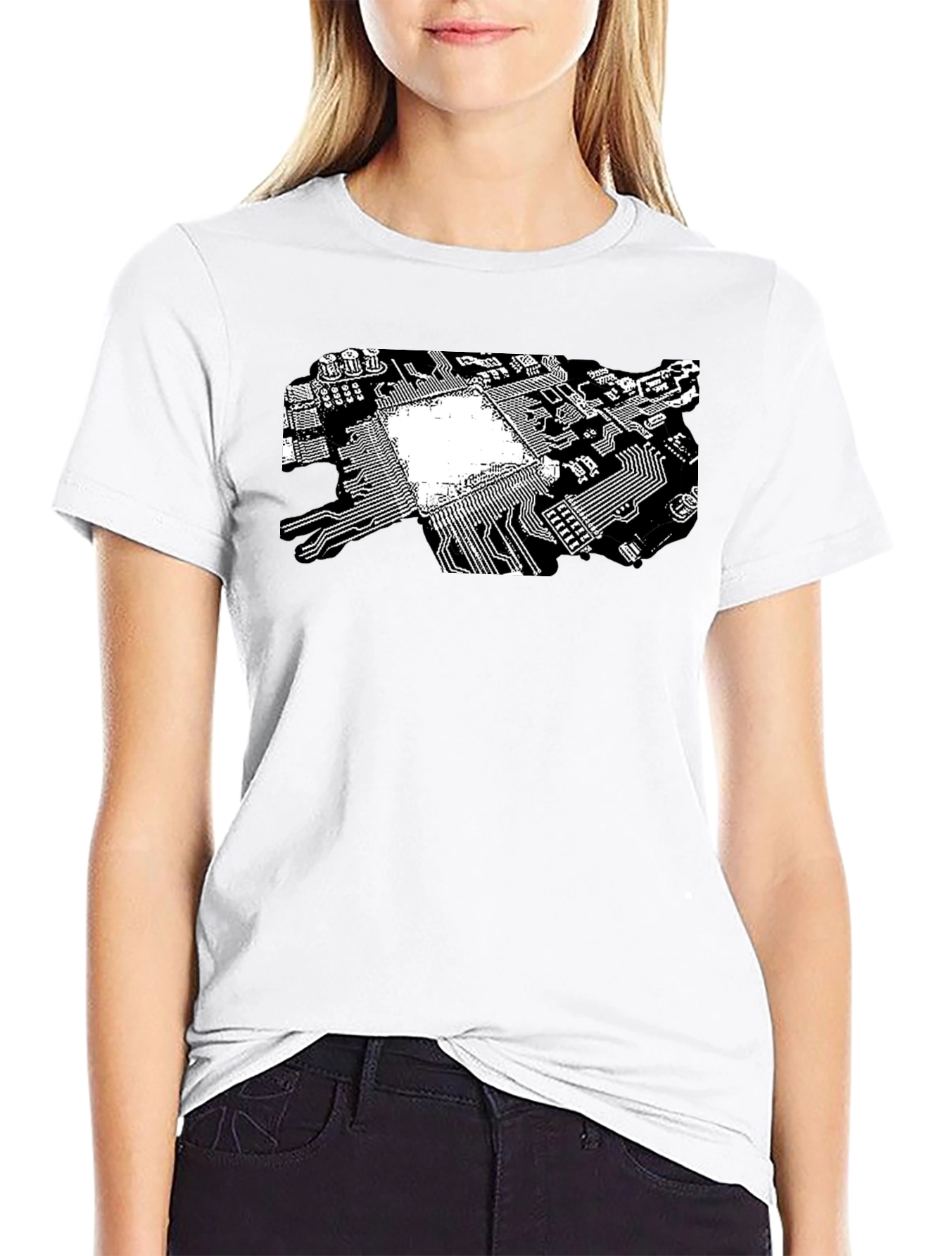 Tech Circuit Board Graphic Tee - Black