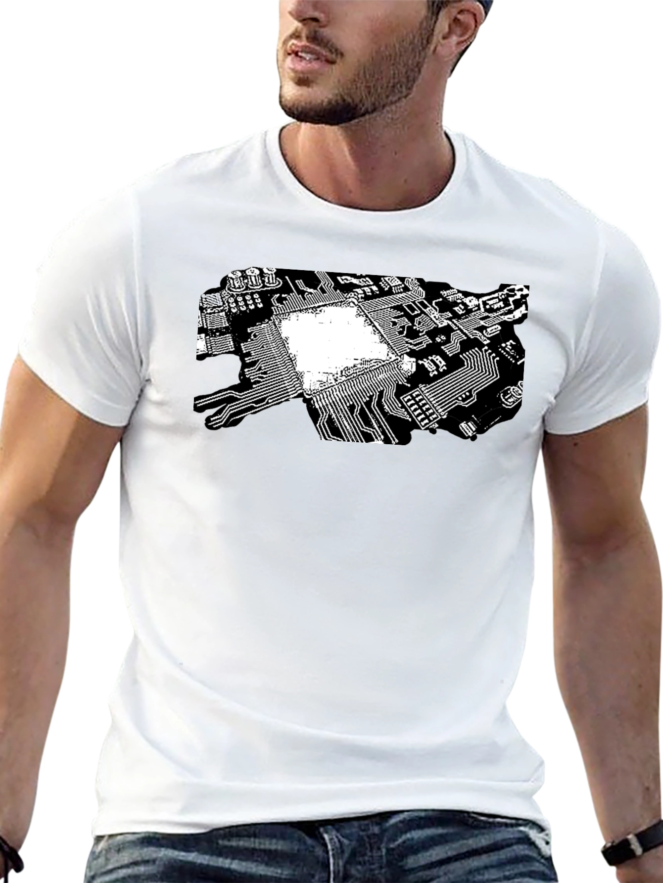 Tech Circuit Board Graphic Tee - Black