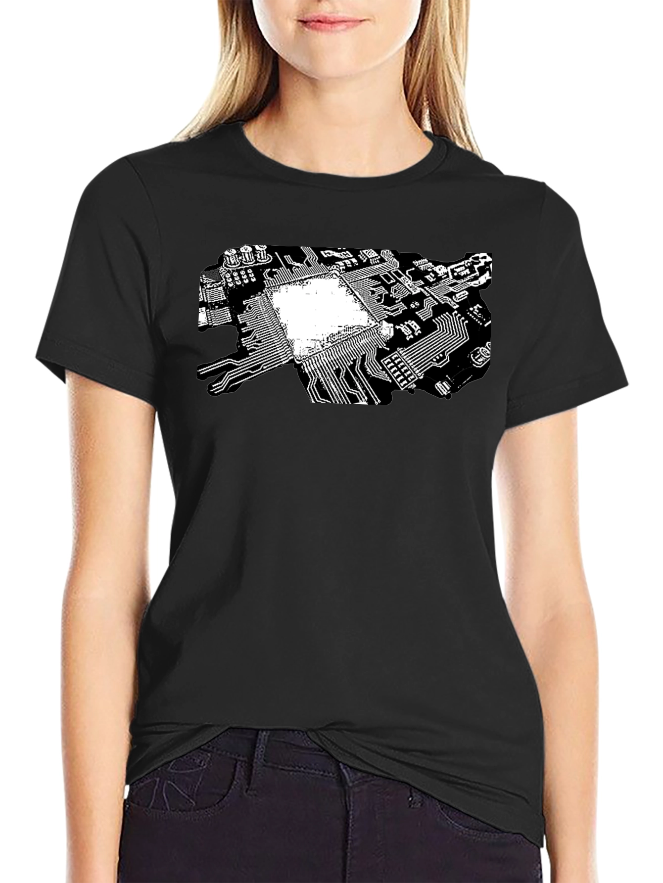 Tech Circuit Board Graphic Tee - Black