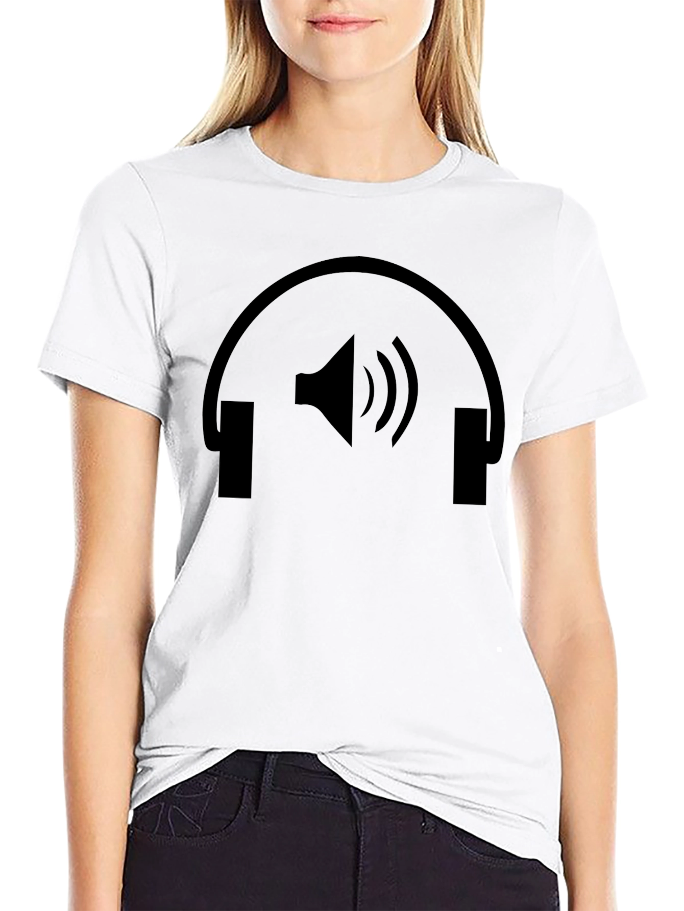 Headphone Speaker Graphic Black T-Shirt