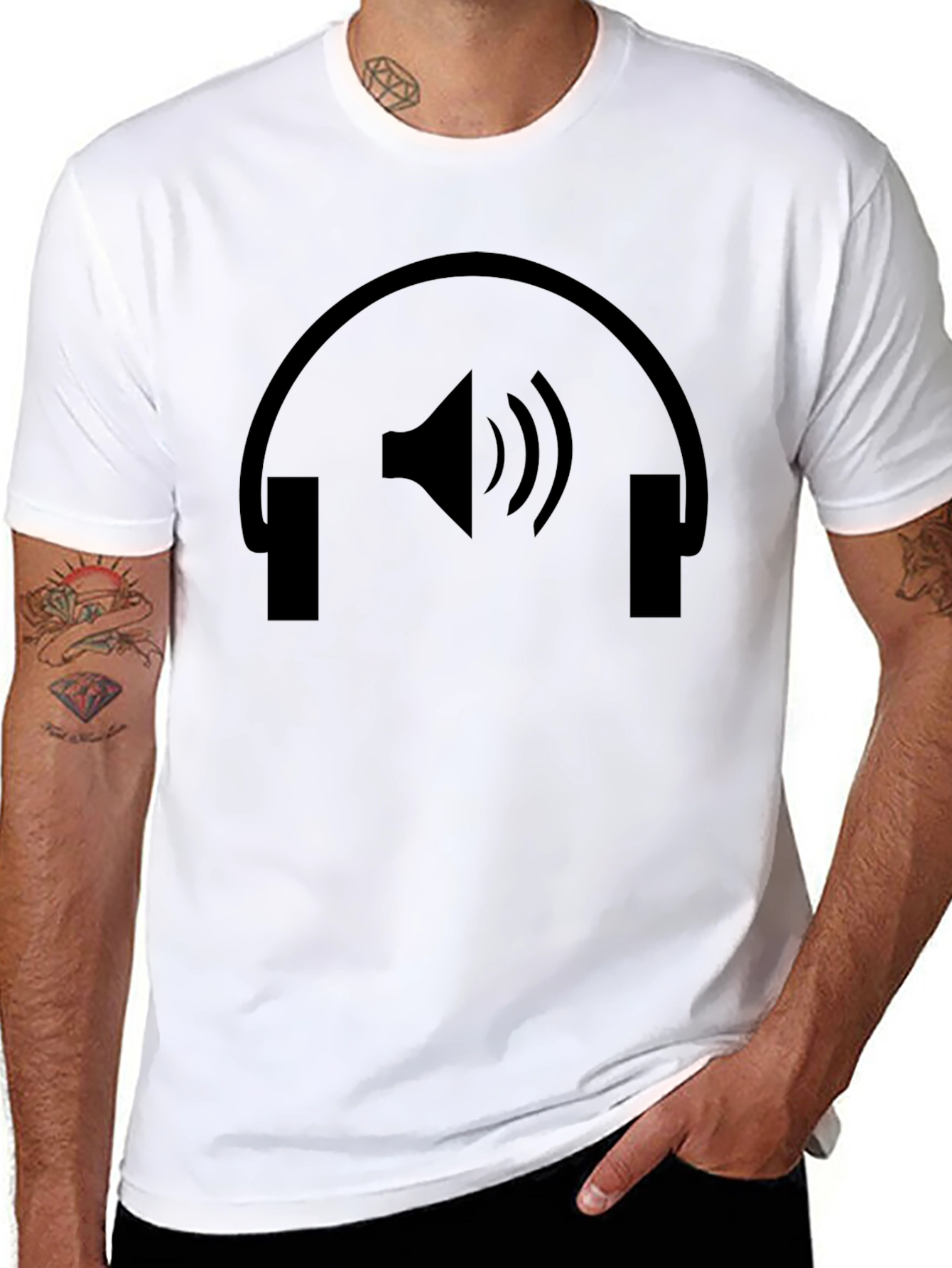 Headphone Speaker Graphic Black T-Shirt