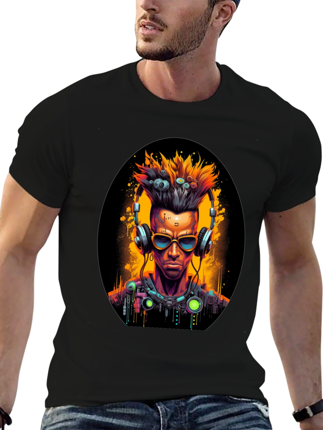 Cyberpunk DJ Black T-Shirt