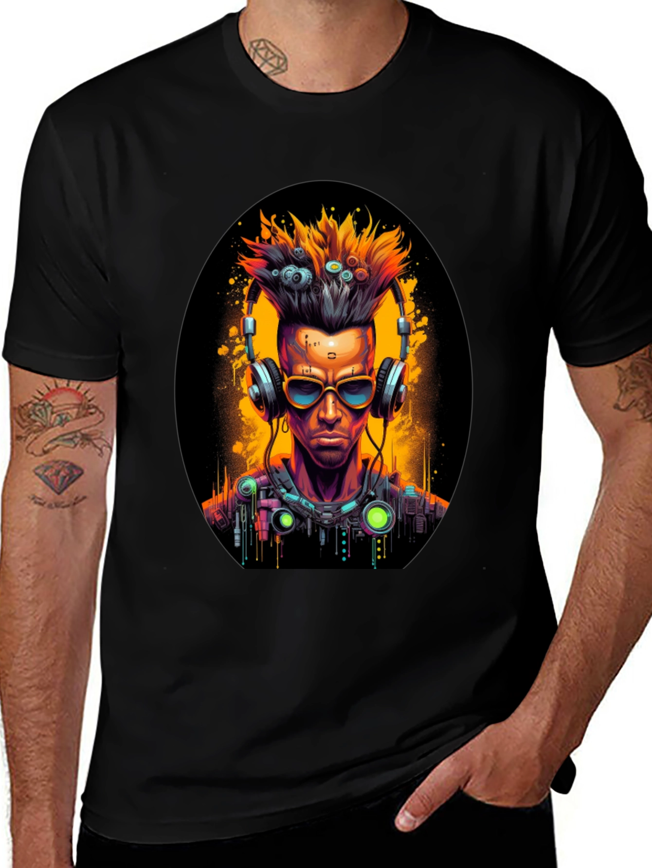 Cyberpunk DJ Black T-Shirt