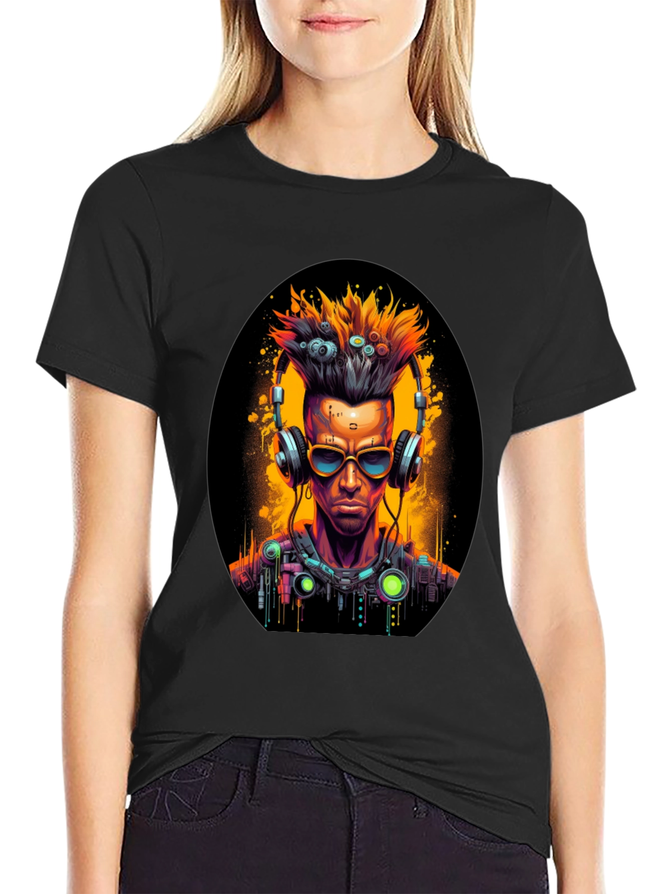 Cyberpunk DJ Black T-Shirt
