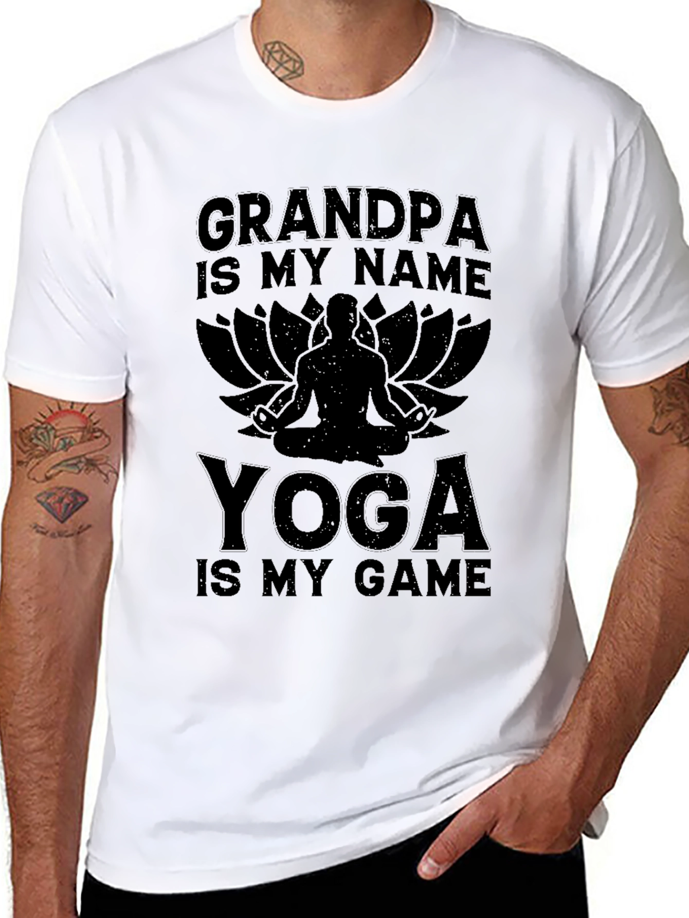 Grandpa Yoga T-Shirt: Cool Lotus Pose Meditation Tee