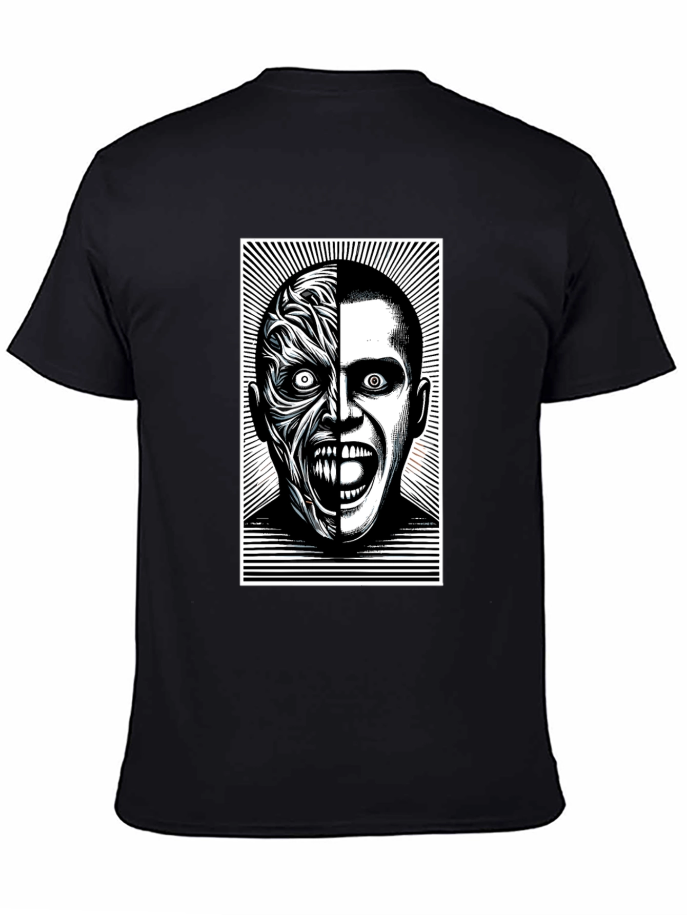 Two-Faced Graphic Tee - Black Cotton Blend