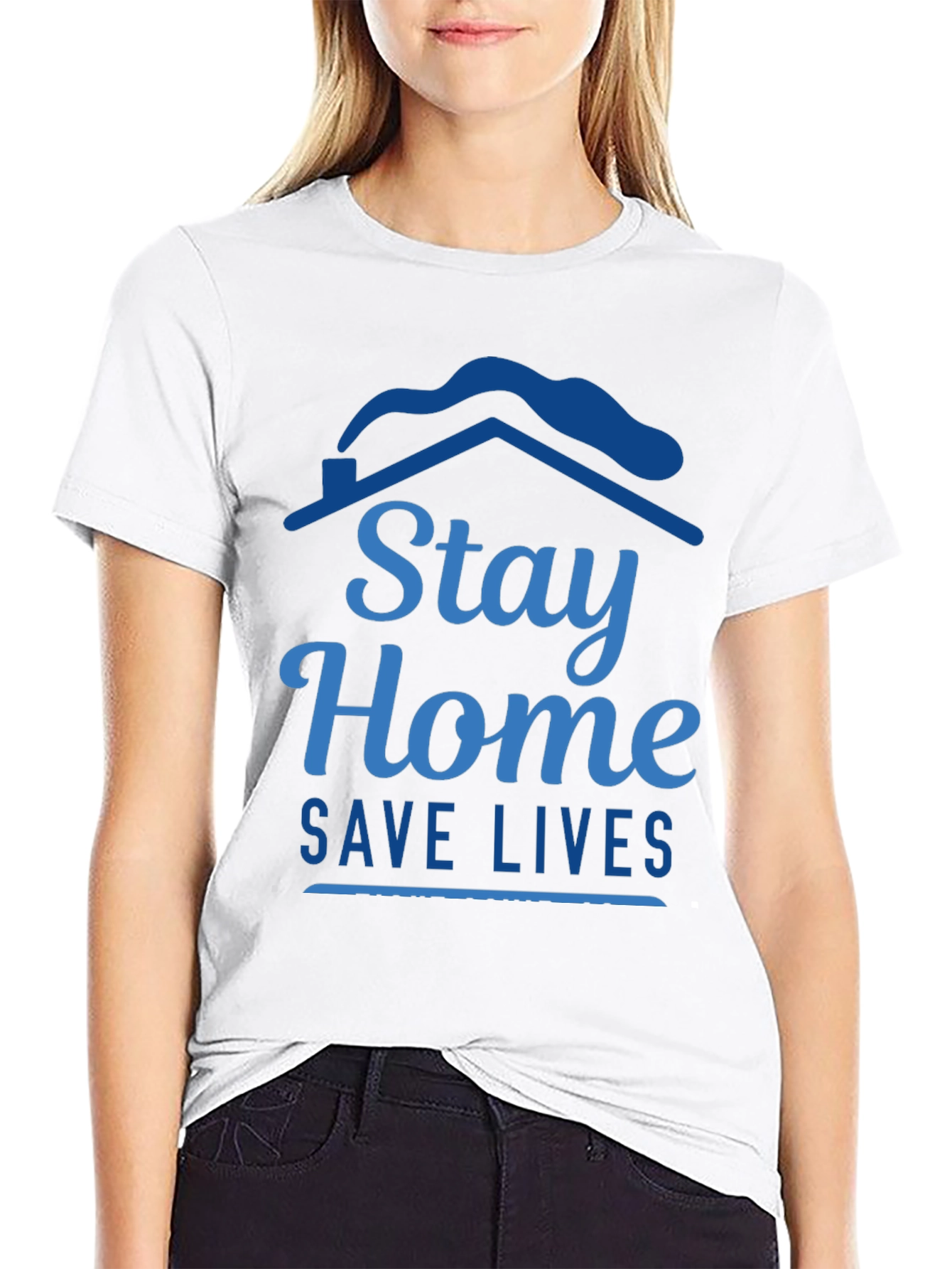 Stay Home Save Lives Graphic Tee - Black
