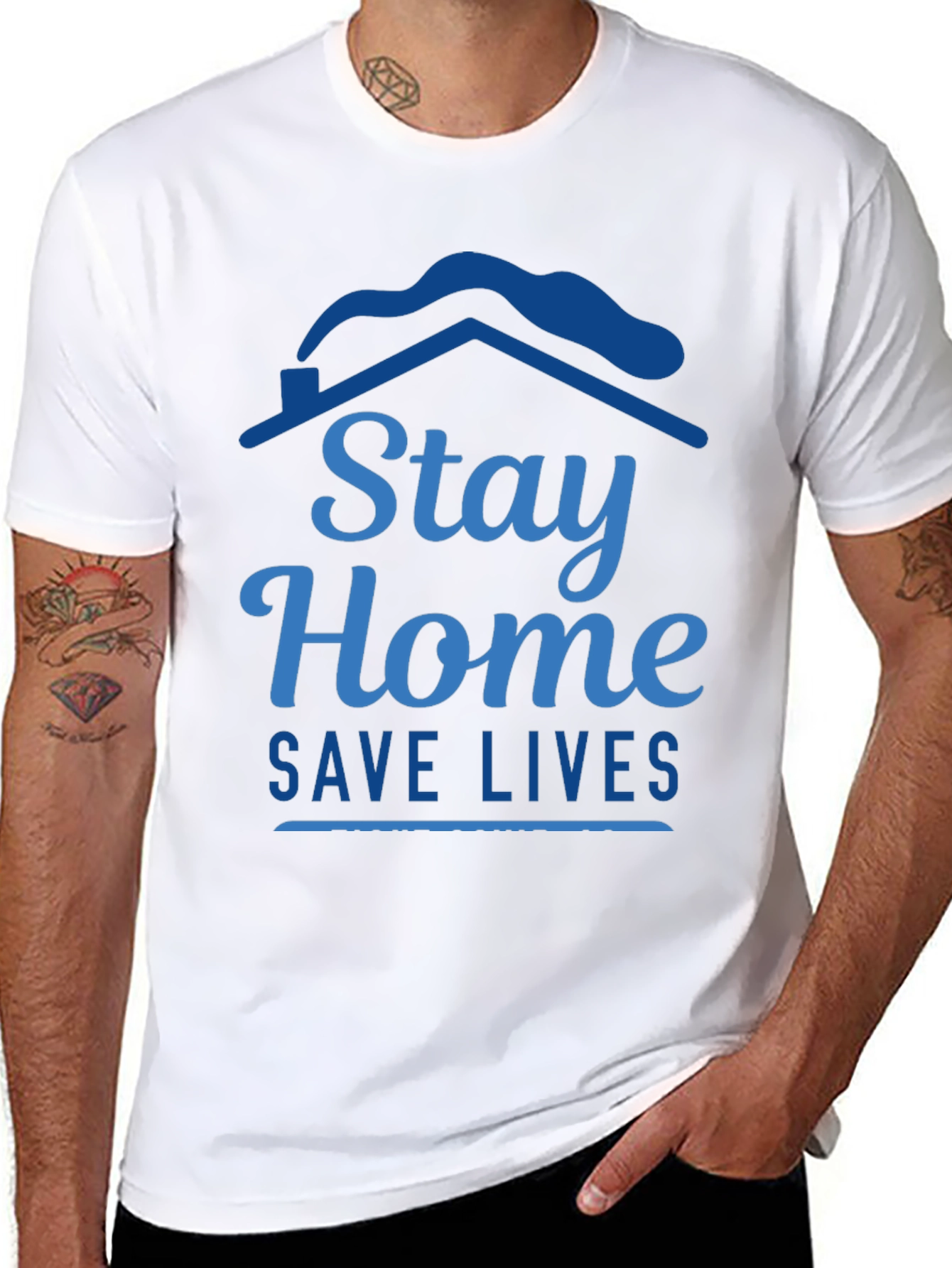 Stay Home Save Lives Graphic Tee - Black