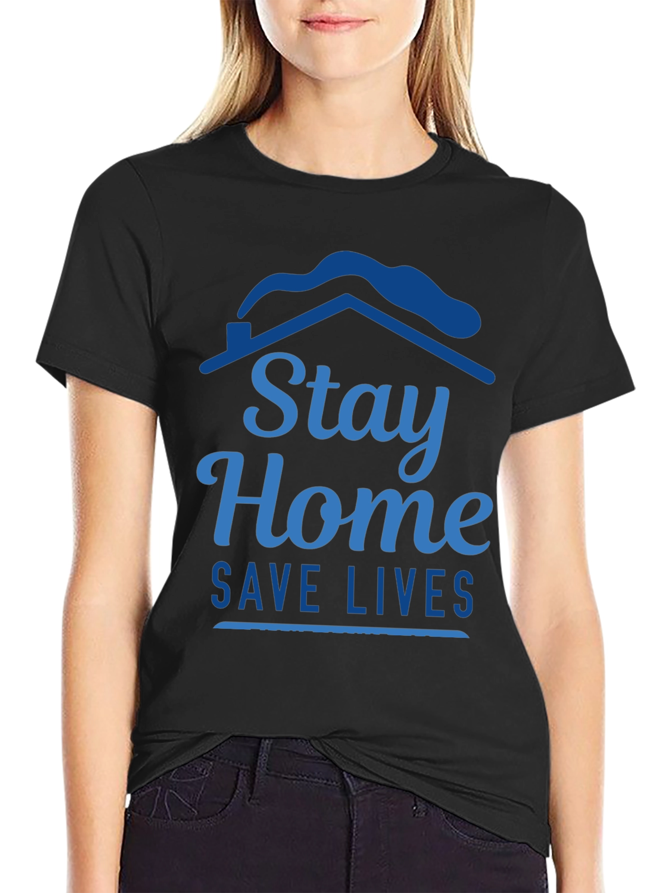 Stay Home Save Lives Graphic Tee - Black