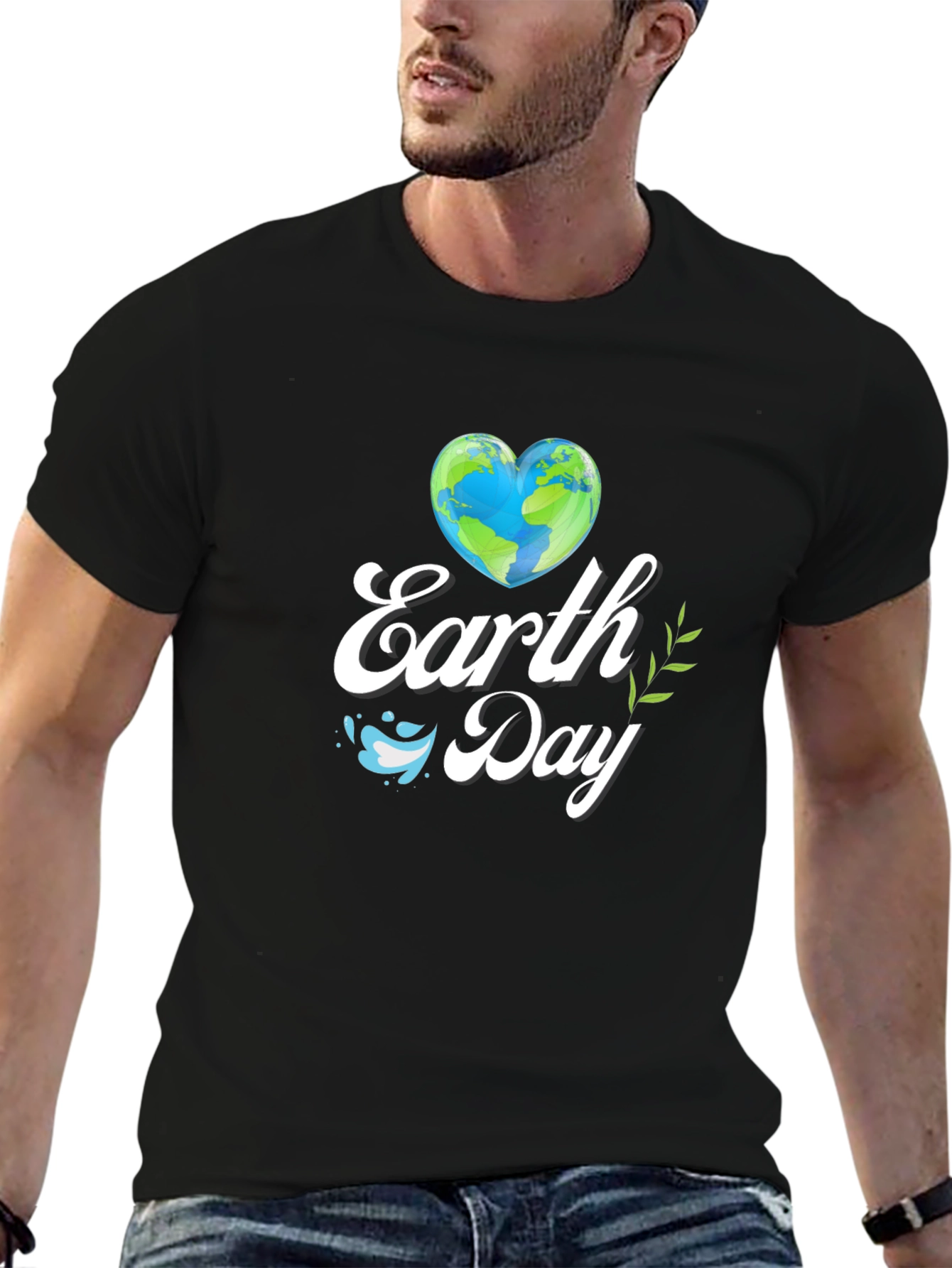 Earth Day T-Shirt - Heart Globe Design