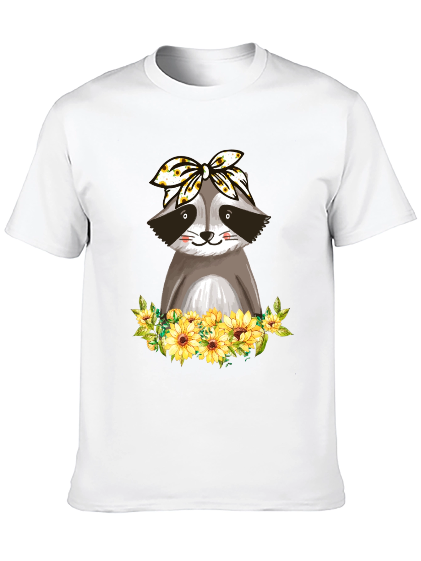 Raccoon Sunflower T-Shirt - Cute Animal Graphic Tee