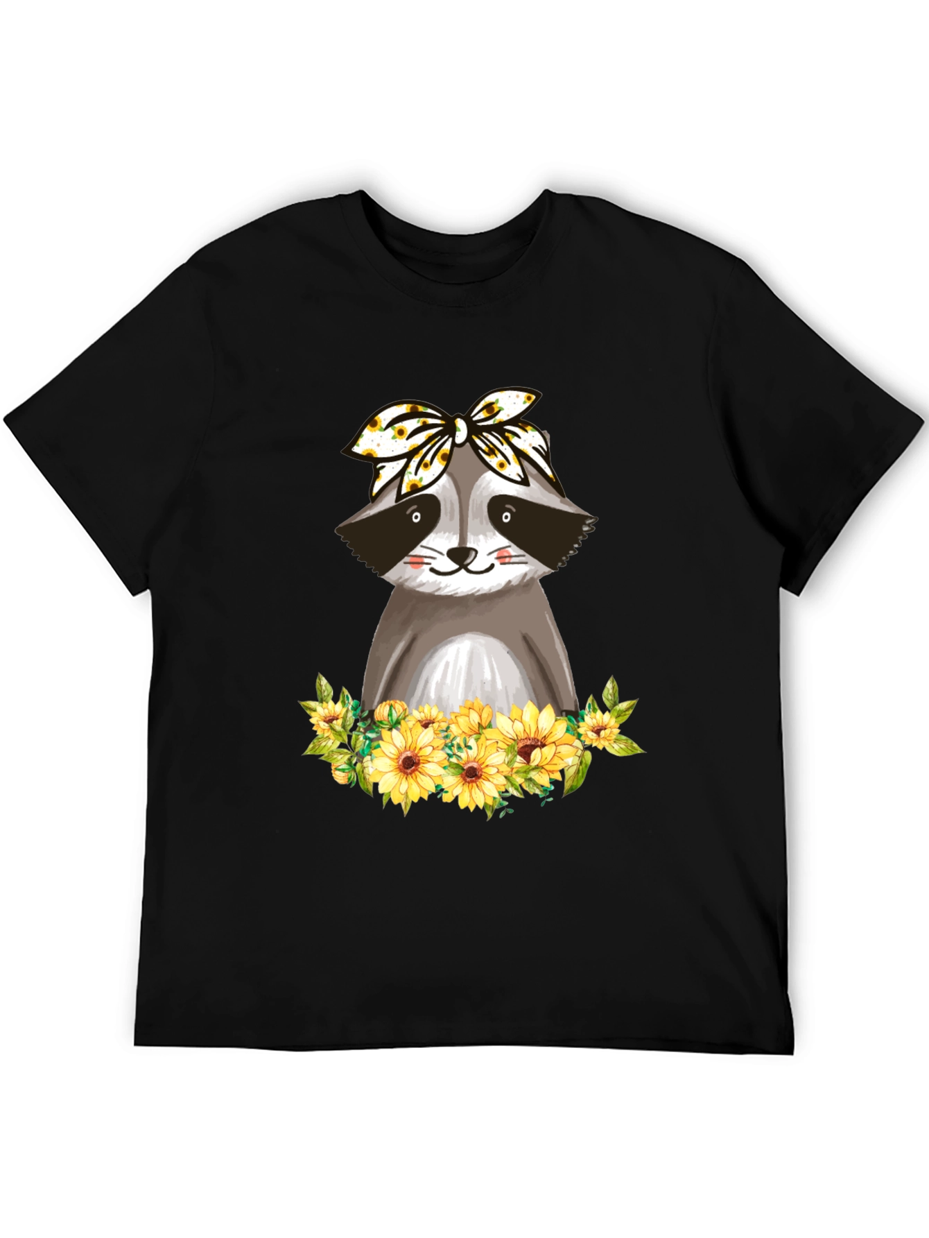 Raccoon Sunflower T-Shirt - Cute Animal Graphic Tee