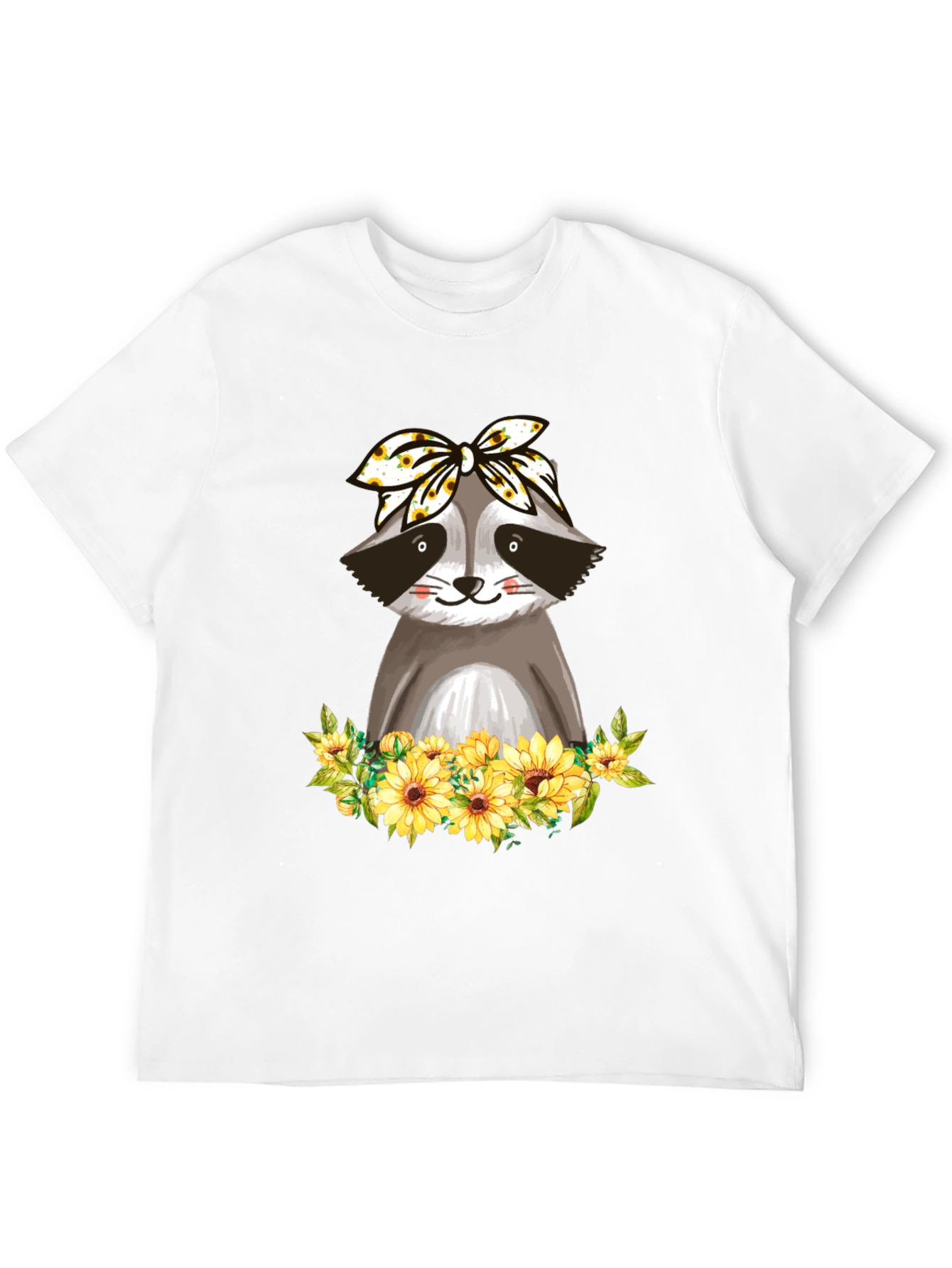 Raccoon Sunflower T-Shirt - Cute Animal Graphic Tee