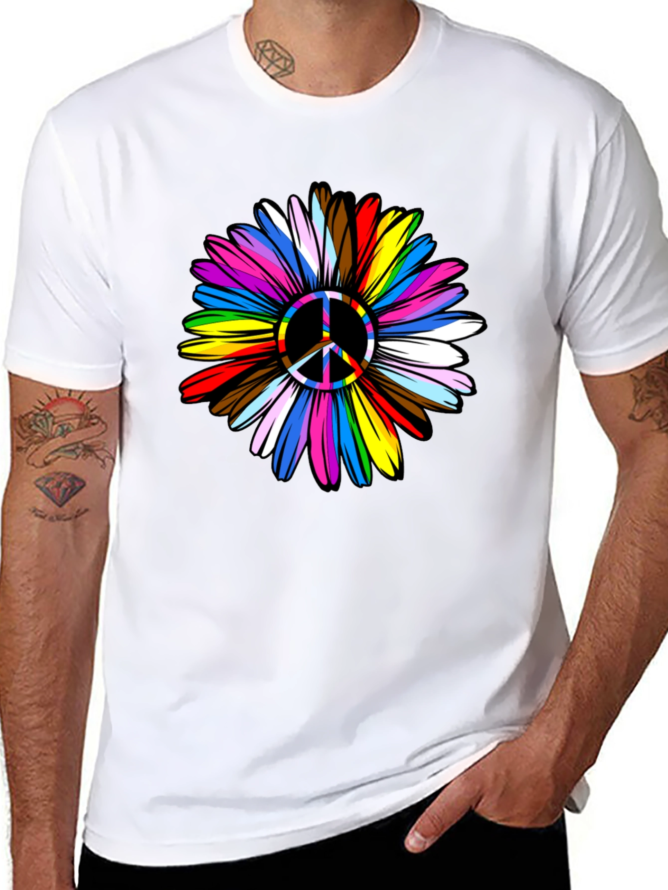 Peace Flower Pride Graphic T-Shirt