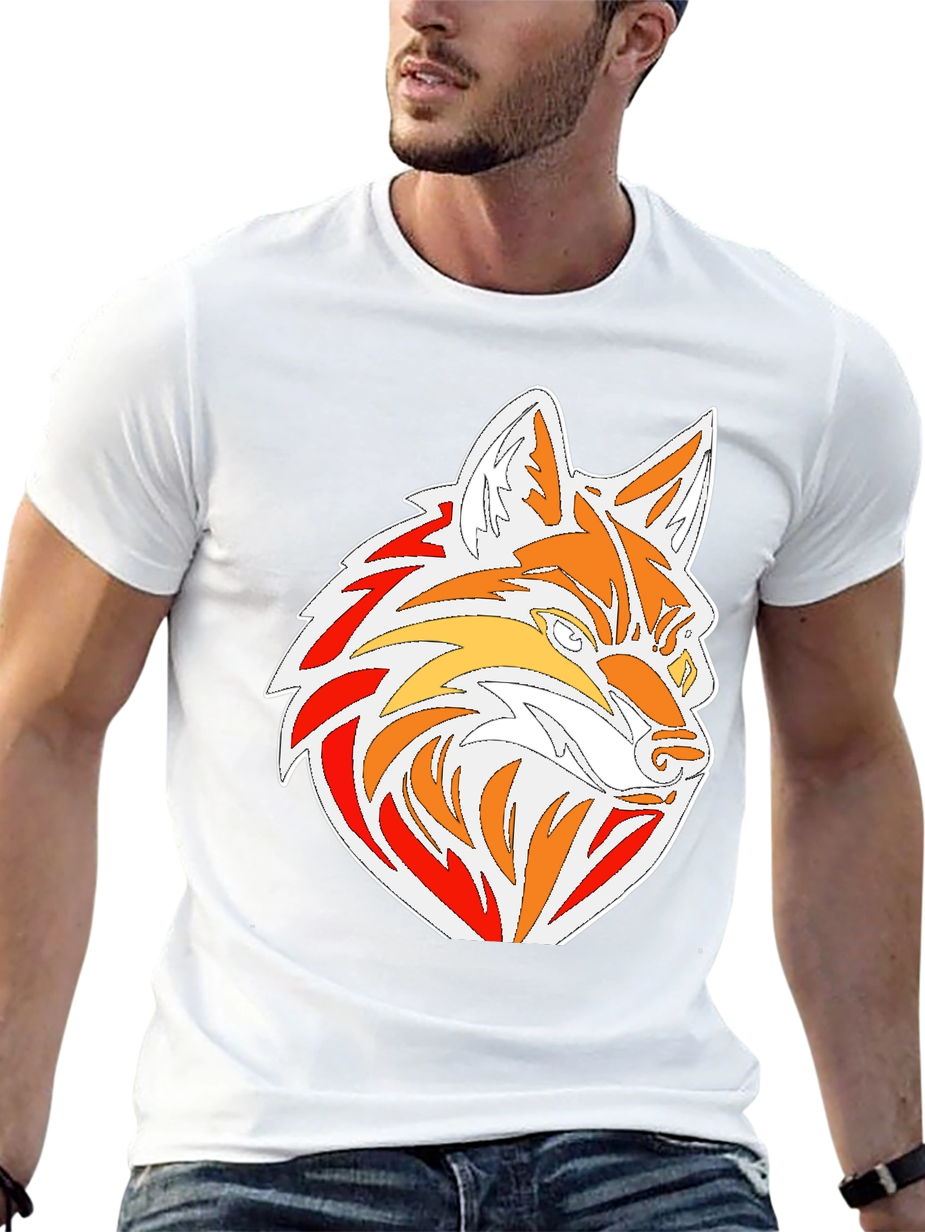 Cool Graphic Fox Head Black T-Shirt