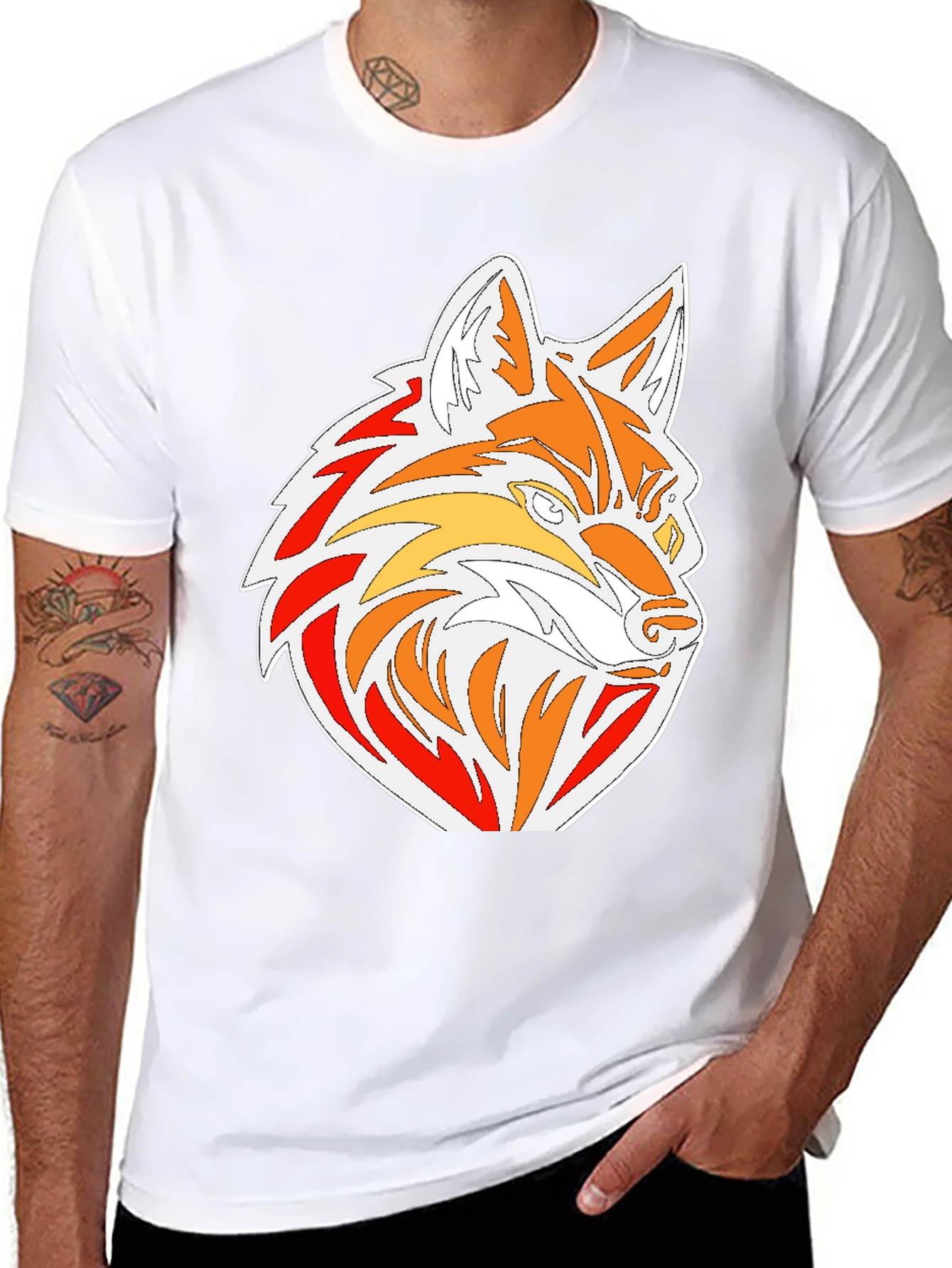 Cool Graphic Fox Head Black T-Shirt