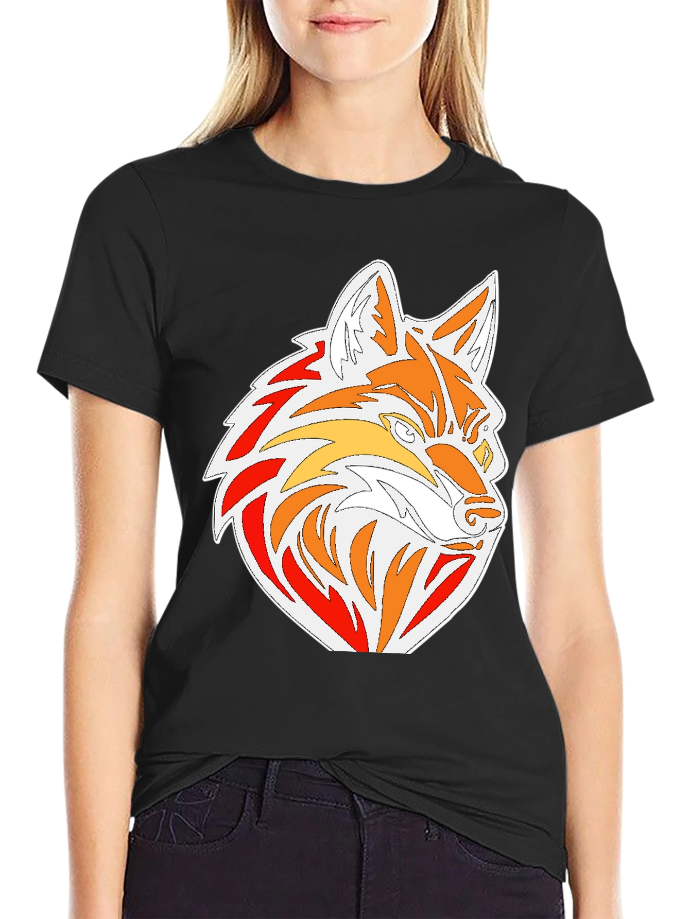 Cool Graphic Fox Head Black T-Shirt