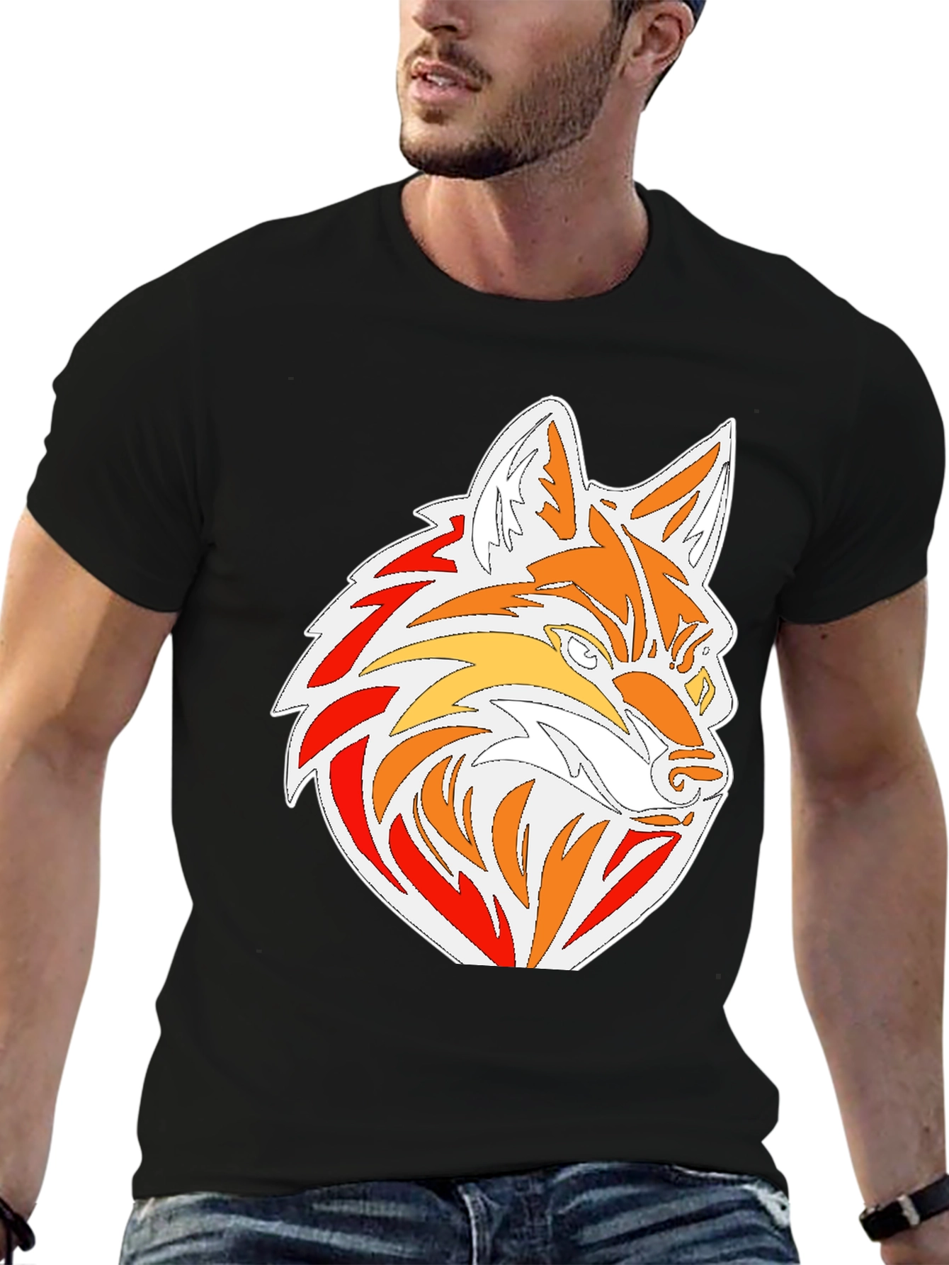 Cool Graphic Fox Head Black T-Shirt