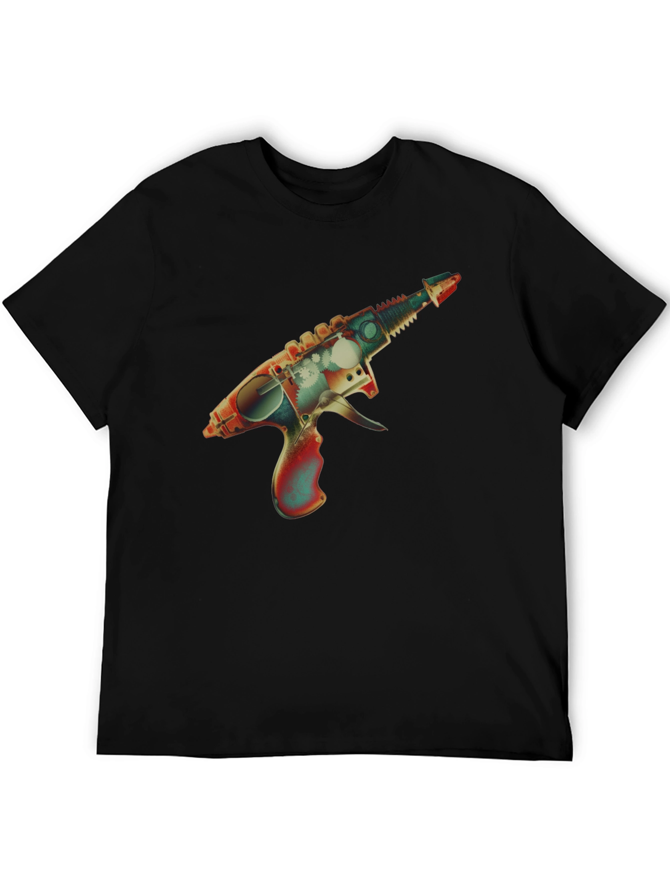 Retro Ray Gun Graphic Tee - Black Cotton Blend