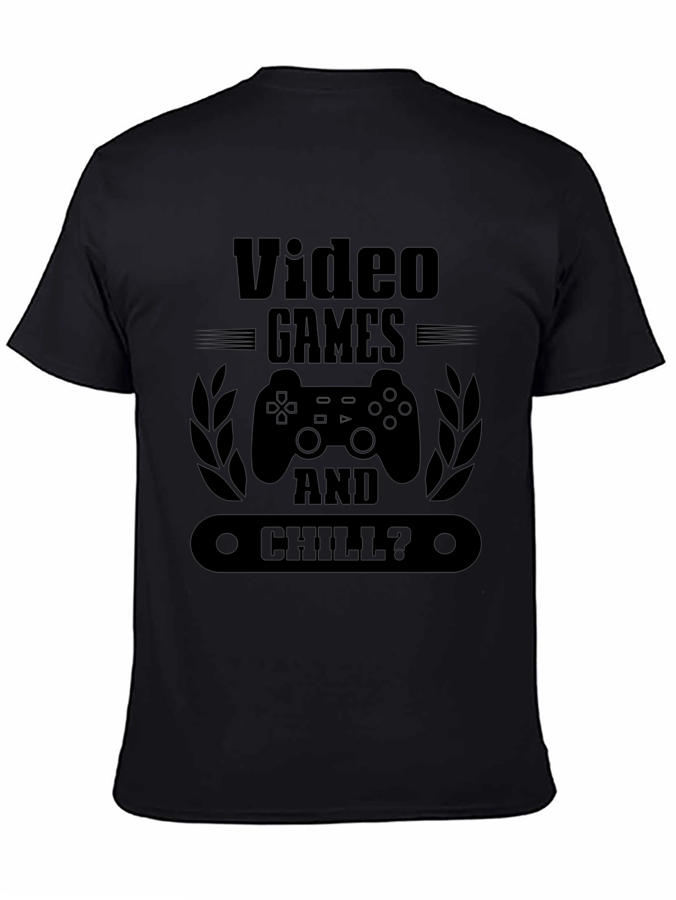 Video Games and Chill Mens Black Graphic Tee