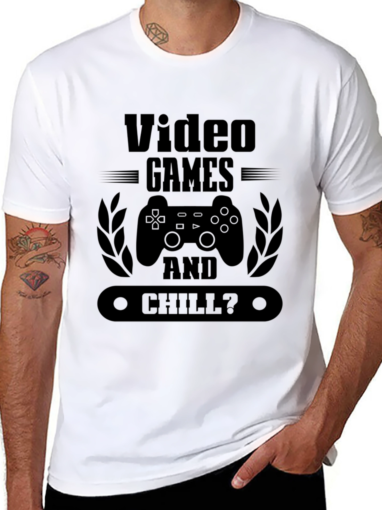 Video Games and Chill Mens Black Graphic Tee