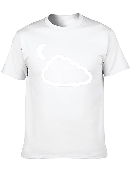 Cloud & Moon Graphic Tee - Black Cotton T-Shirt