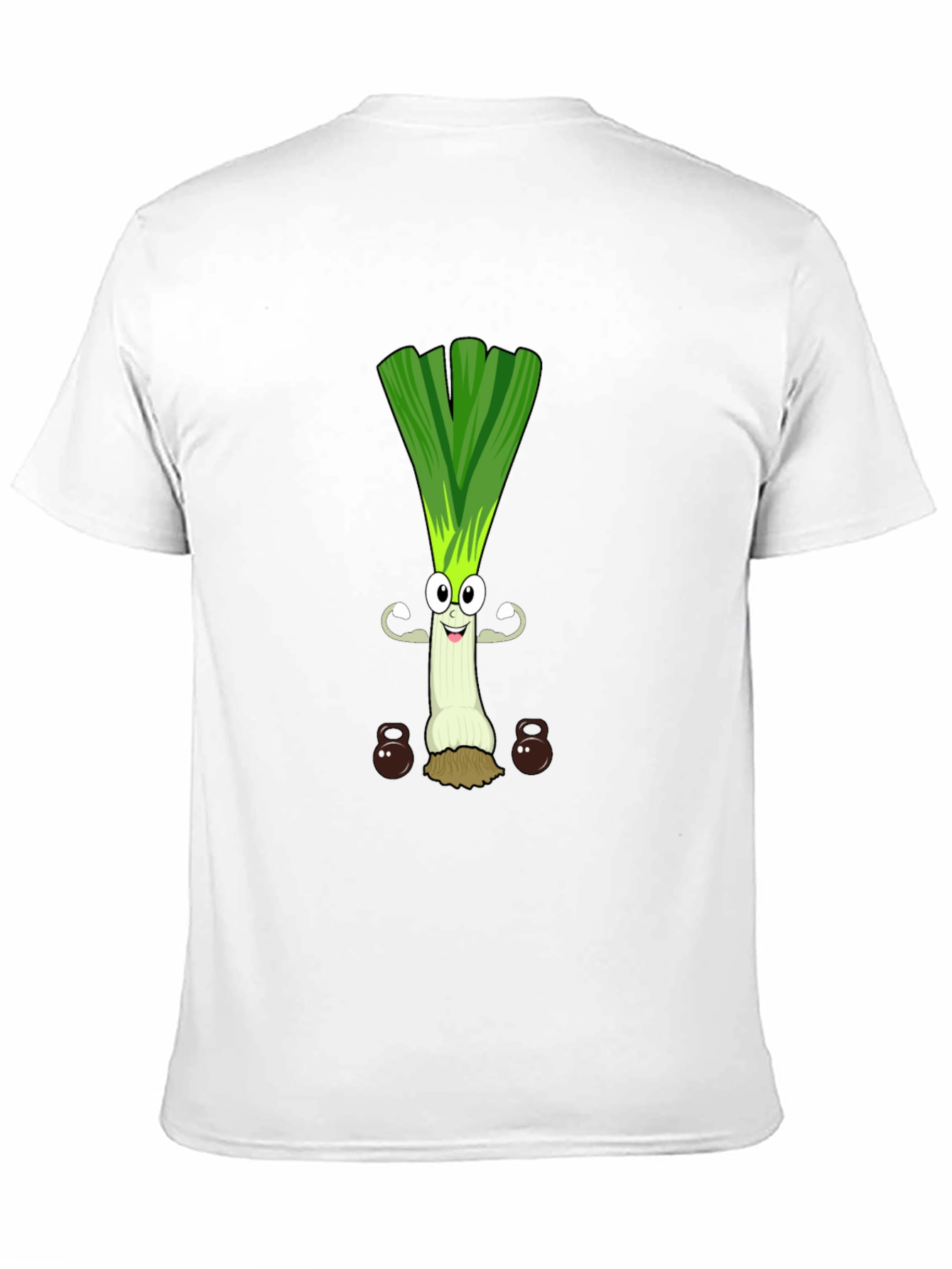 Funny Leek Lifting Weights Cartoon Graphic Tee