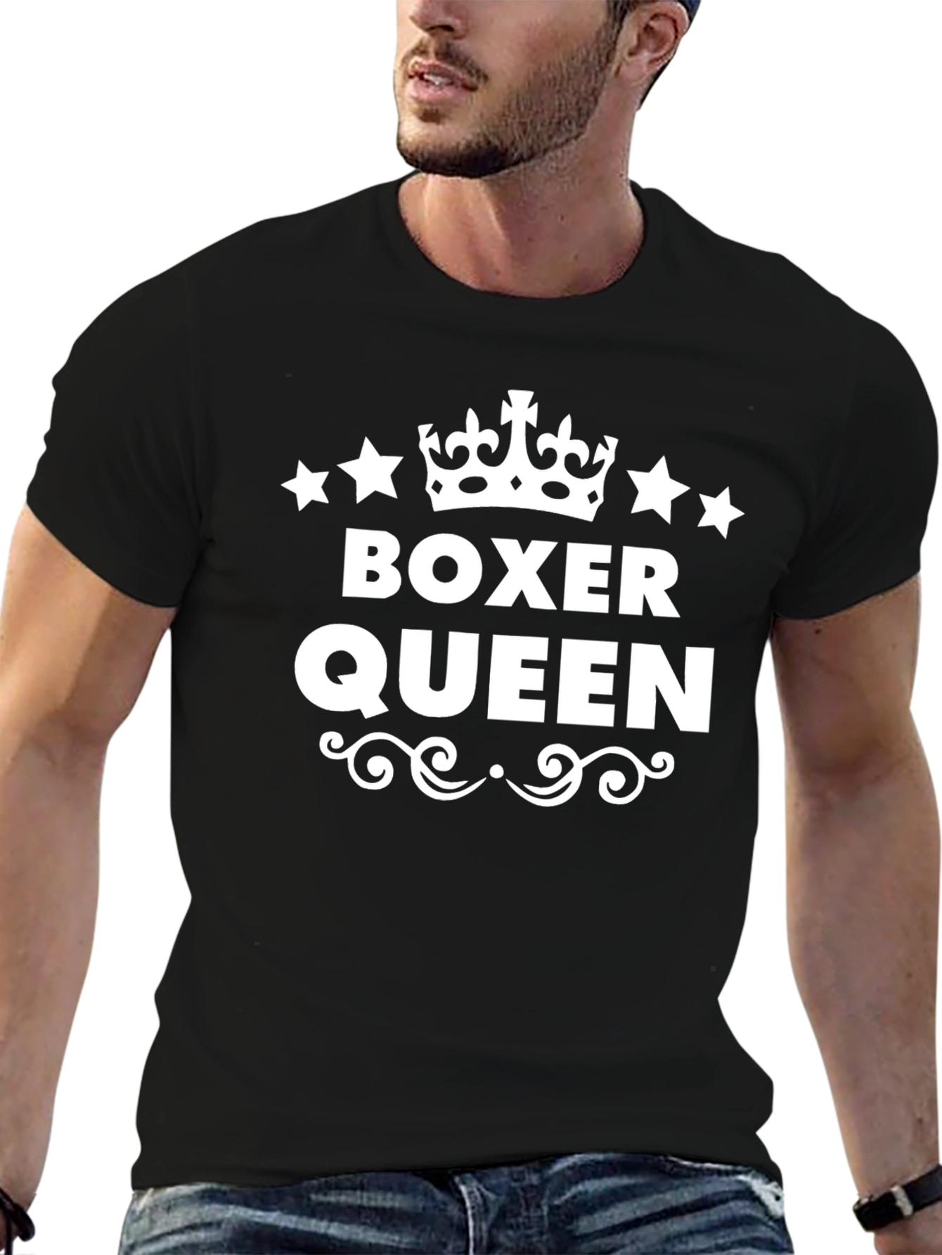 Boxer Queen Graphic Tee - Black Cotton Shirt