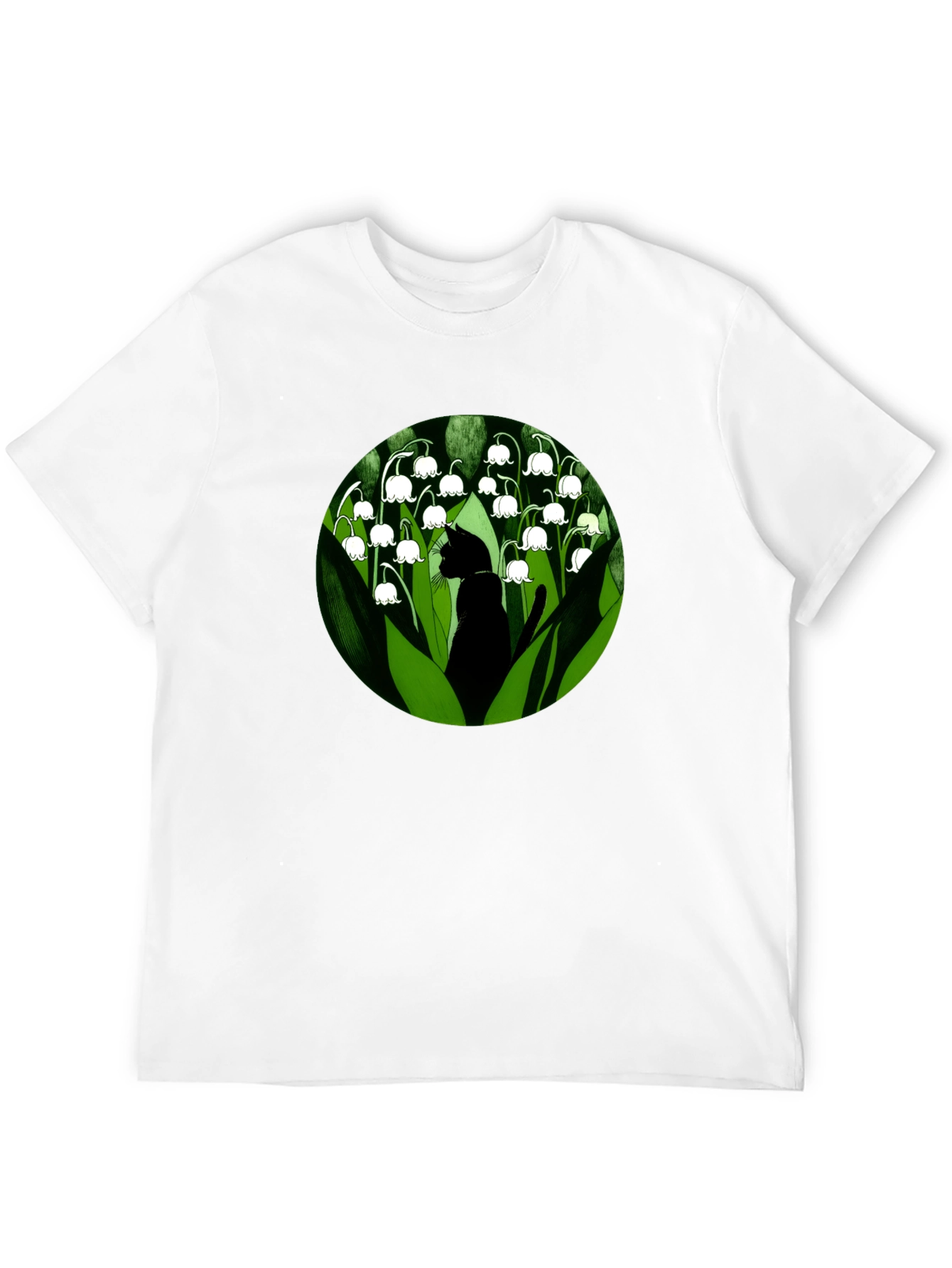 Lily of the Valley Cat T-Shirt - Black