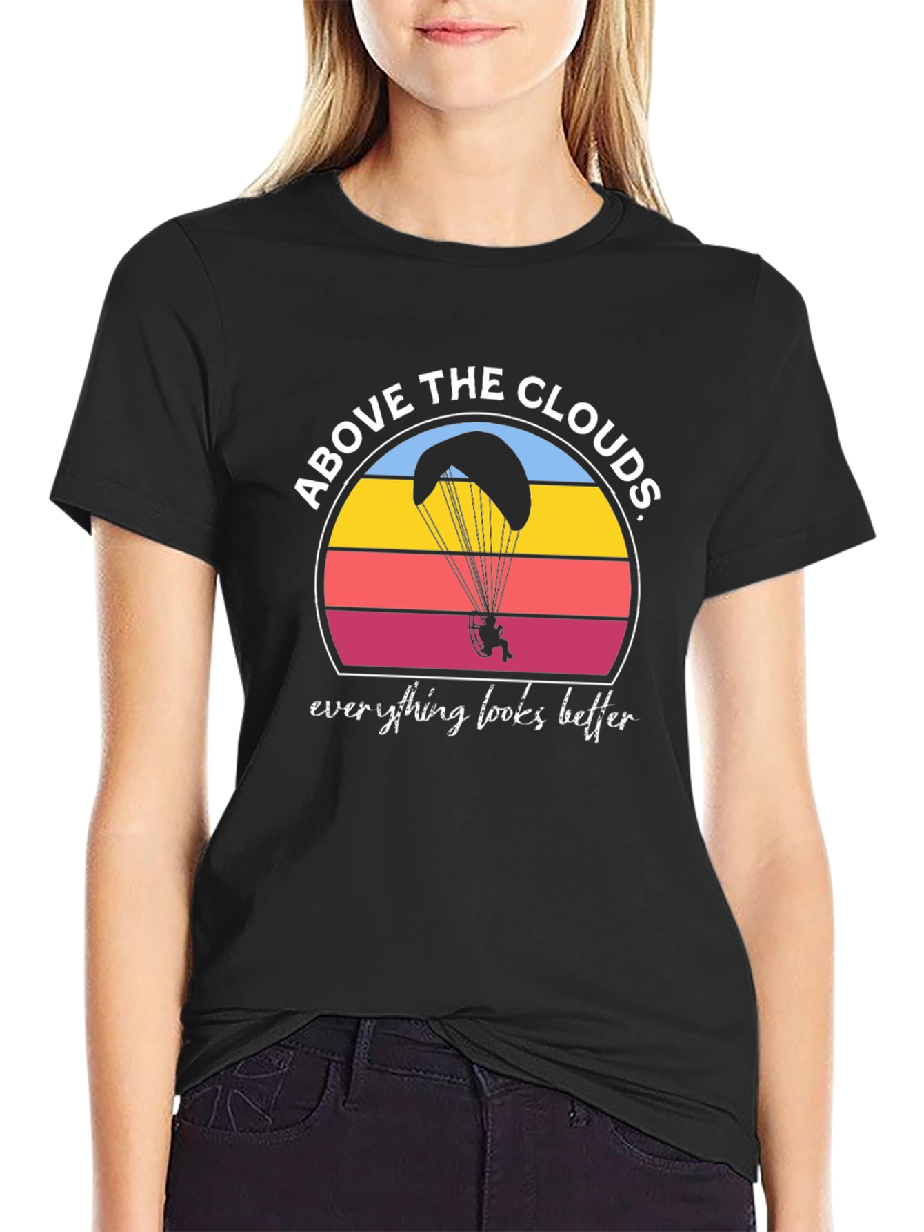 Above the Clouds Black Graphic T-Shirt