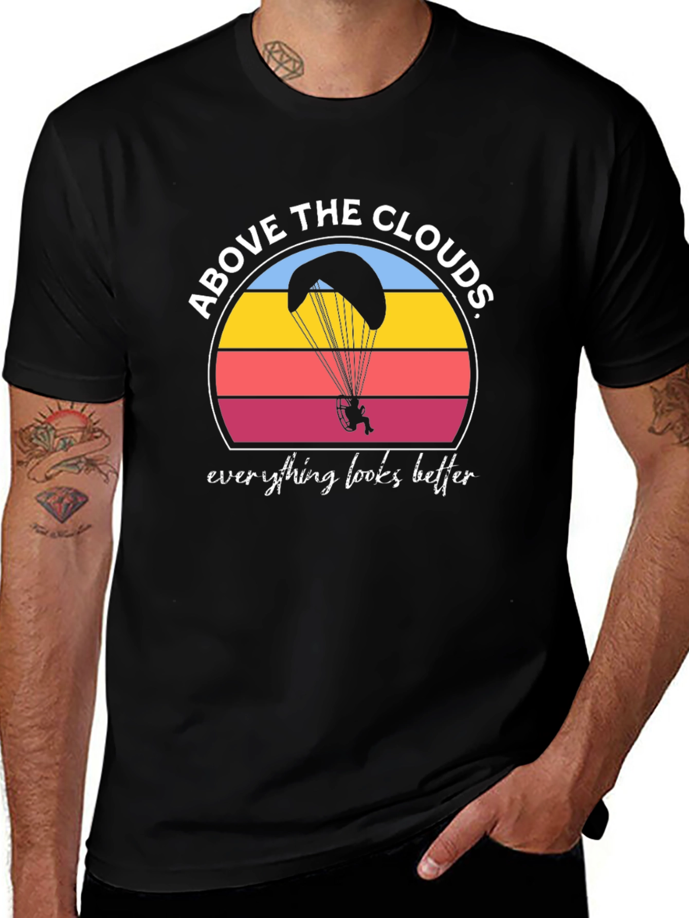Above the Clouds Black Graphic T-Shirt
