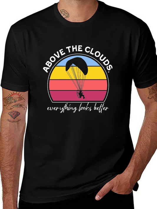 Above the Clouds Black Graphic T-Shirt